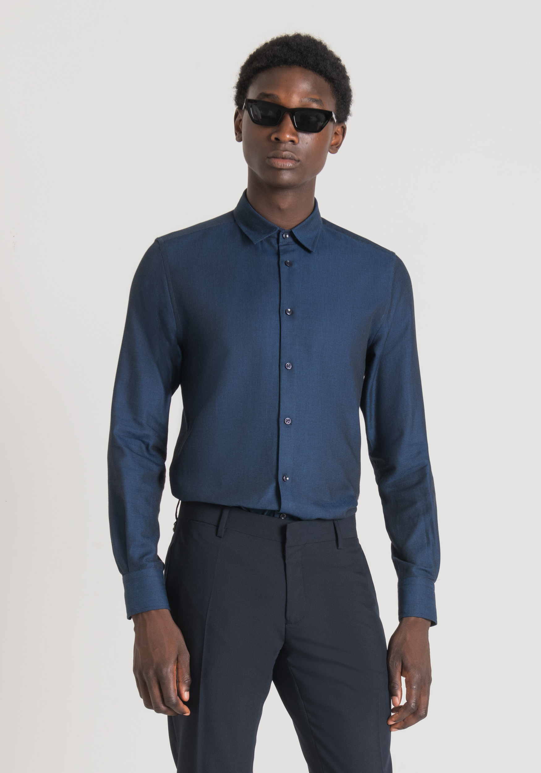 Antony Morato Chemise Slim Fit Napoli 100 % Coton Soft-Touch Encre Bleu | Homme Chemises