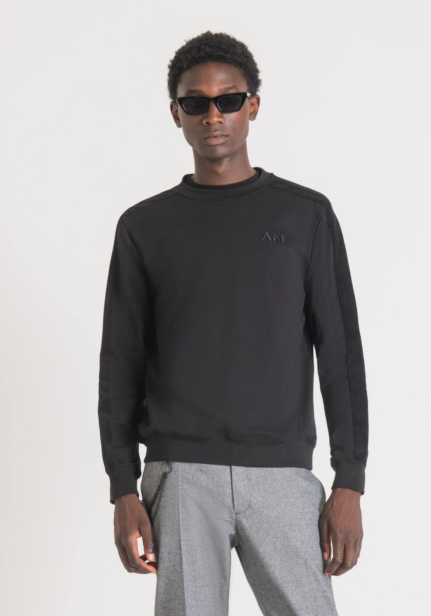 Antony Morato Sweat-Shirt Regular Fit En Tissu De Coton Melange Doux Avec Logo Brode Noir | Homme Sweat-Shirts