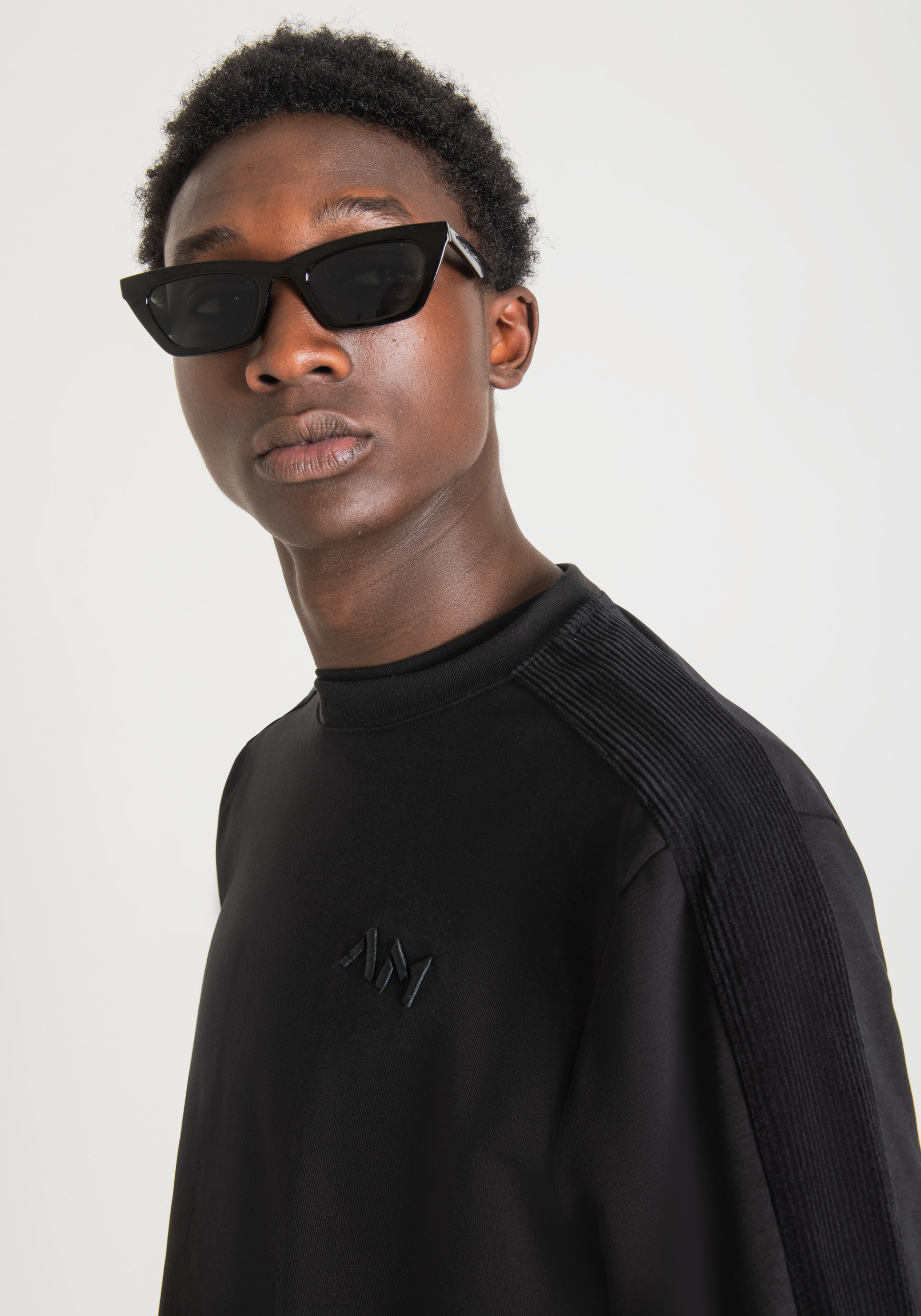 Antony Morato Sweat-Shirt Regular Fit En Tissu De Coton Melange Doux Avec Logo Brode Noir | Homme Sweat-Shirts