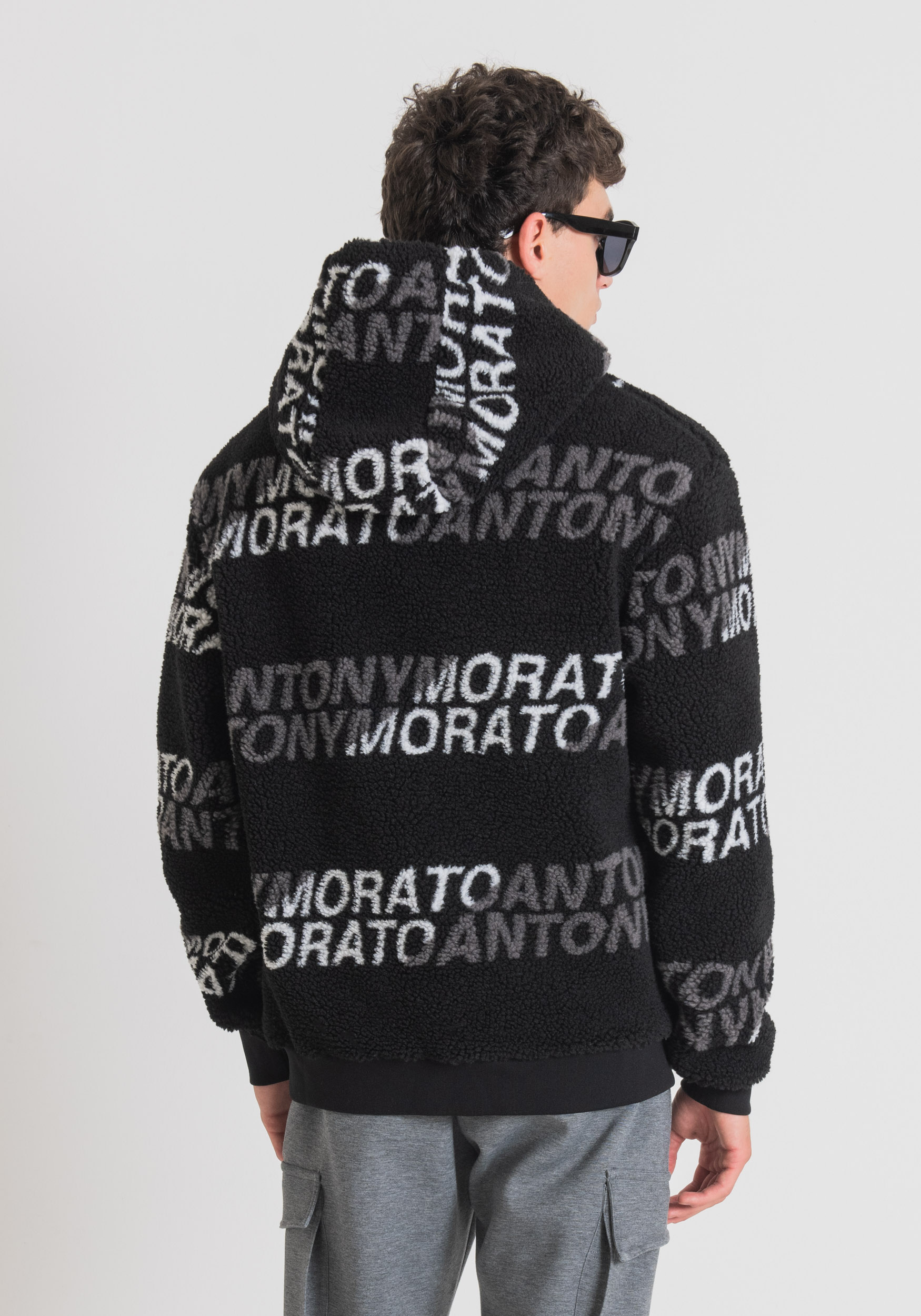 Antony Morato Sweat-Shirt Regular Fit En Fausse Fourrure Avec Capuche Et Motif A Logo Noir | Homme Sweat-Shirts