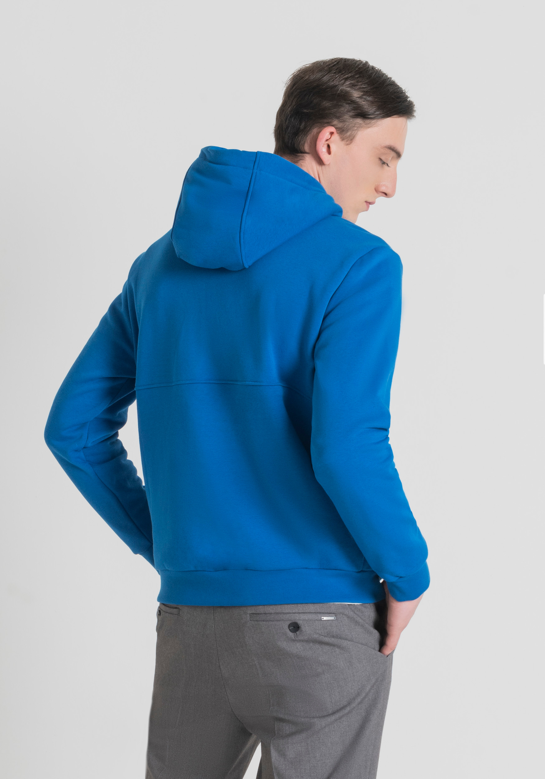 Antony Morato Sweat-Shirt Regular Fit En Coton Melange Stretch Avec Logo Brode Cobalt | Homme Sweat-Shirts