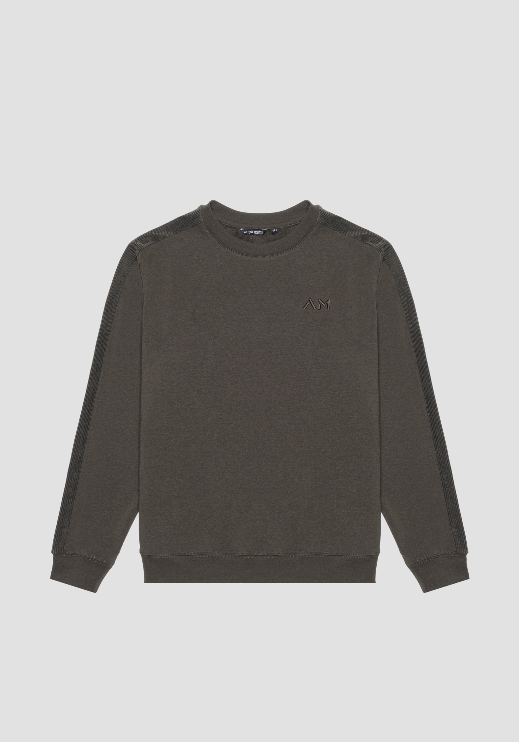 Antony Morato Sweat-Shirt Regular Fit En Coton Melange Avec Logo Brode Vert Fonce | Homme Sweat-Shirts
