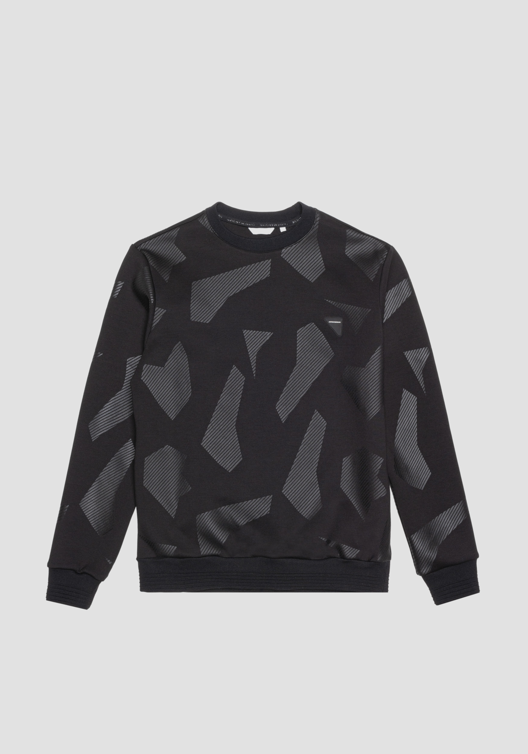 Antony Morato Sweat-Shirt Regular Fit En Tissu Elastique De Viscose Melangee Avec Imprime Geometrique Noir | Homme Sweat-Shirts