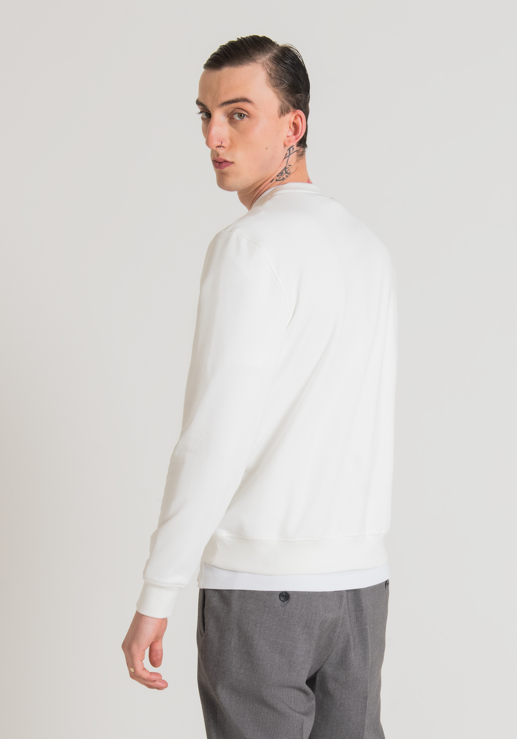 Antony Morato Sweat-Shirt Regular Fit En Tissu De Coton Melange Avec Imprime Panthere Creme | Homme Sweat-Shirts