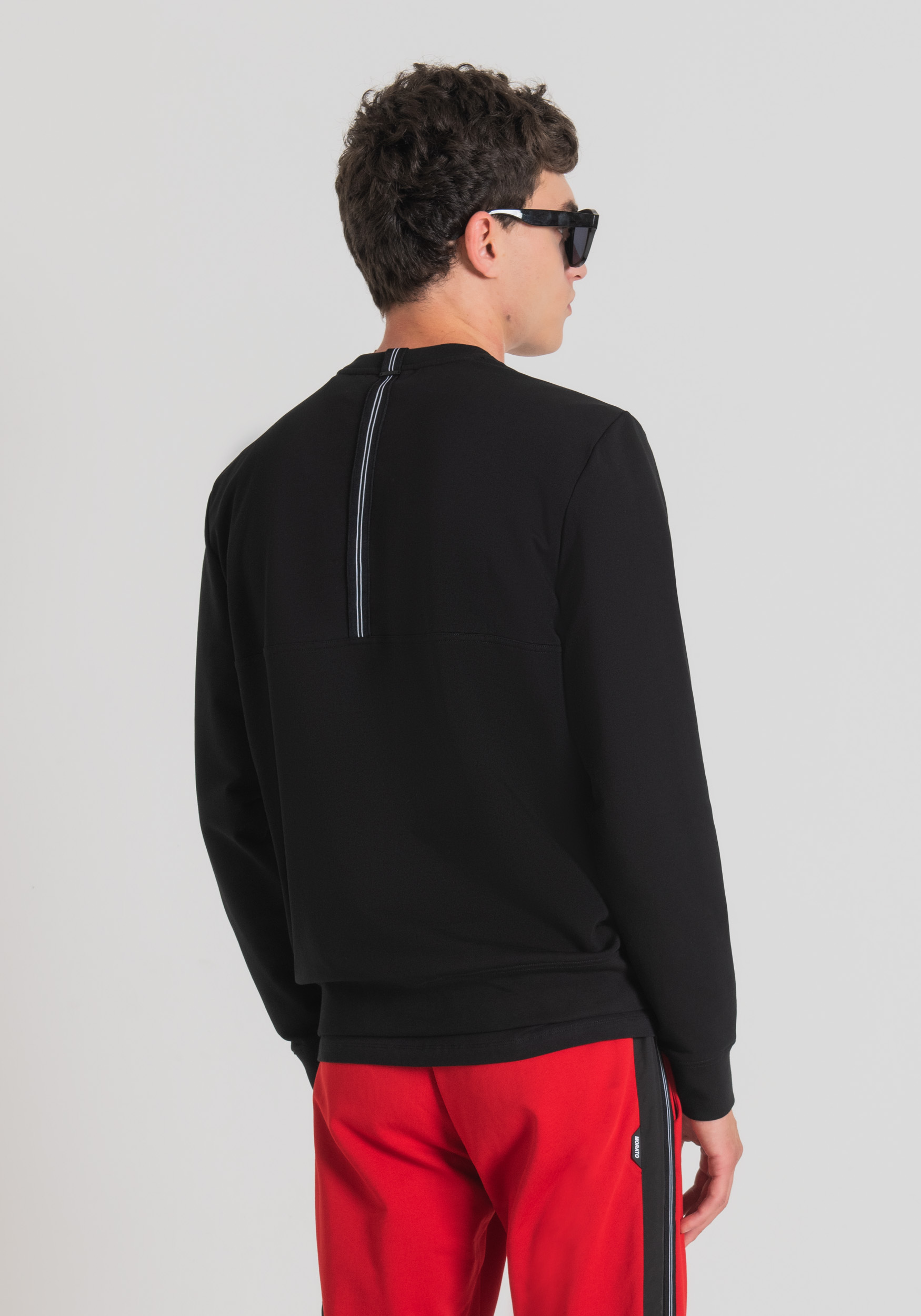 Antony Morato Sweat-Shirt Slim Fit En Coton Elastique Doux Avec Imprime Logo En Caoutchouc De Couleur Contrastante Noir | Homme Sweat-Shirts