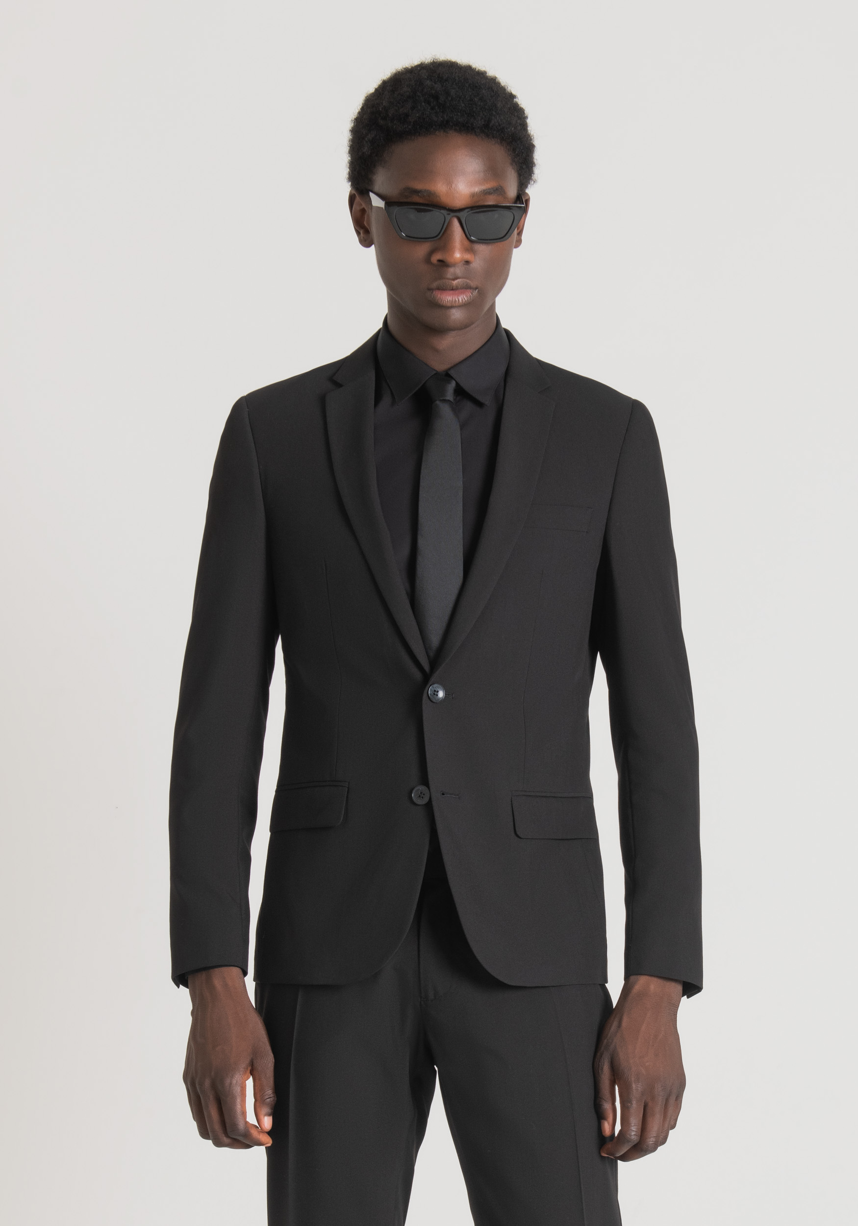 Antony Morato Veste Slim Fit Bonnie En Tissu De Viscose Melangee Elastique Noir | Homme Vestes Et Gilets