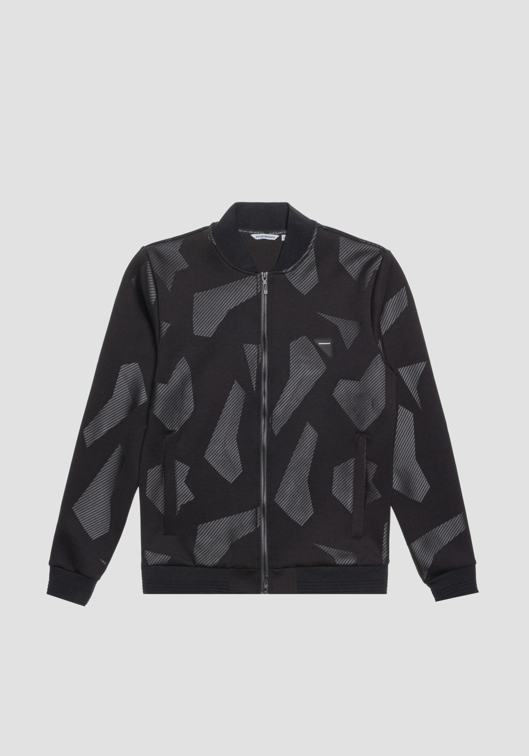 Antony Morato Sweat-Shirt Regular Fit En Scuba Elastique De Viscose Melangee Avec Imprime Geometrique Noir | Homme Sweat-Shirts