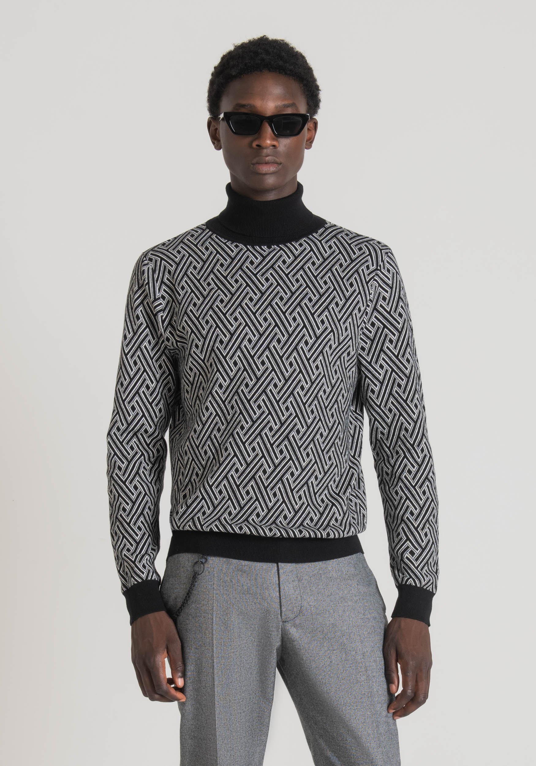 Antony Morato Pull Regular Fit Pur Coton Avec Motif Geometrique Noir | Homme Pulls
