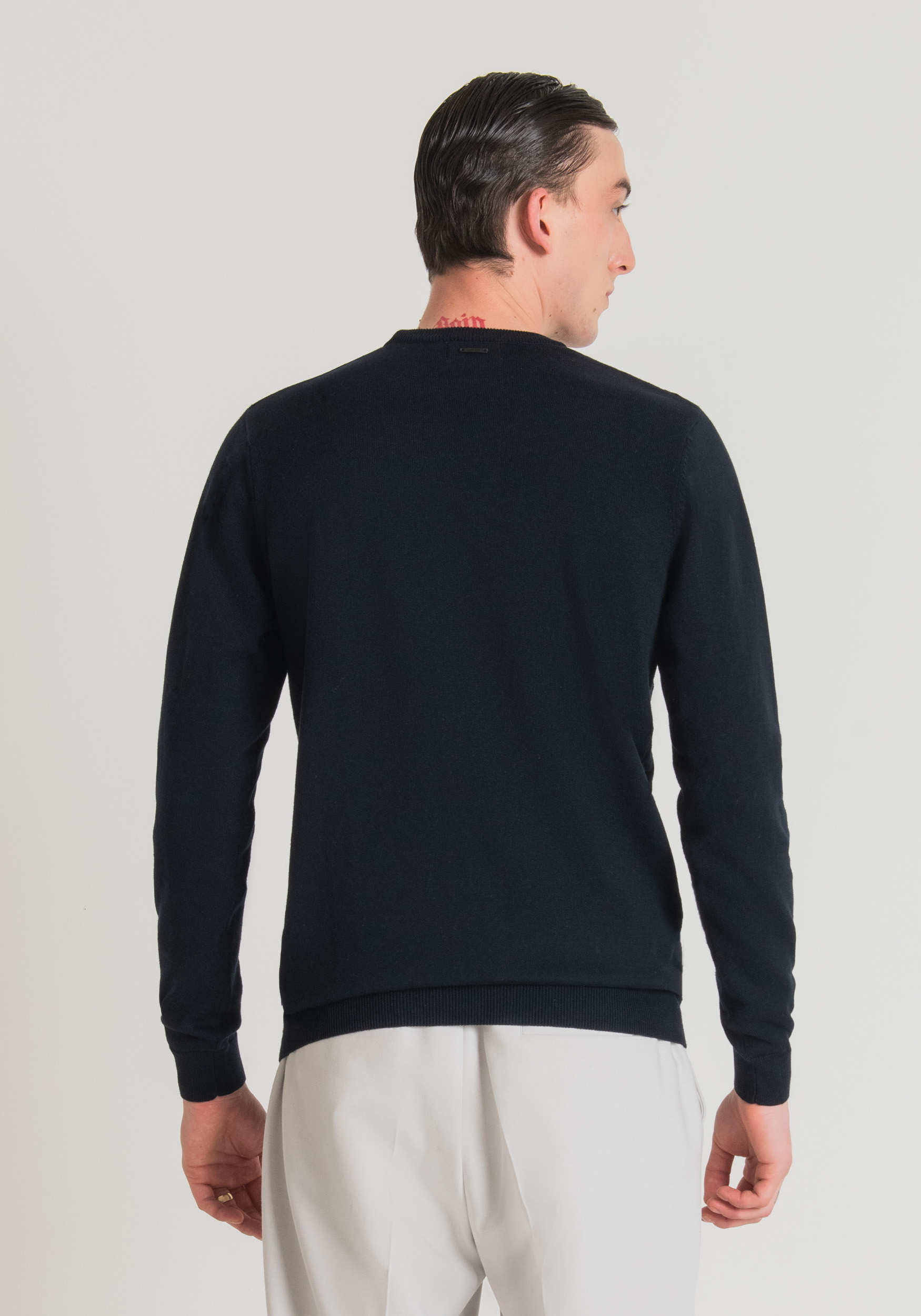 Antony Morato Pull Regular Fit En Fil De Laine Et Coton Jacquard 3D Encre Bleu | Homme Pulls