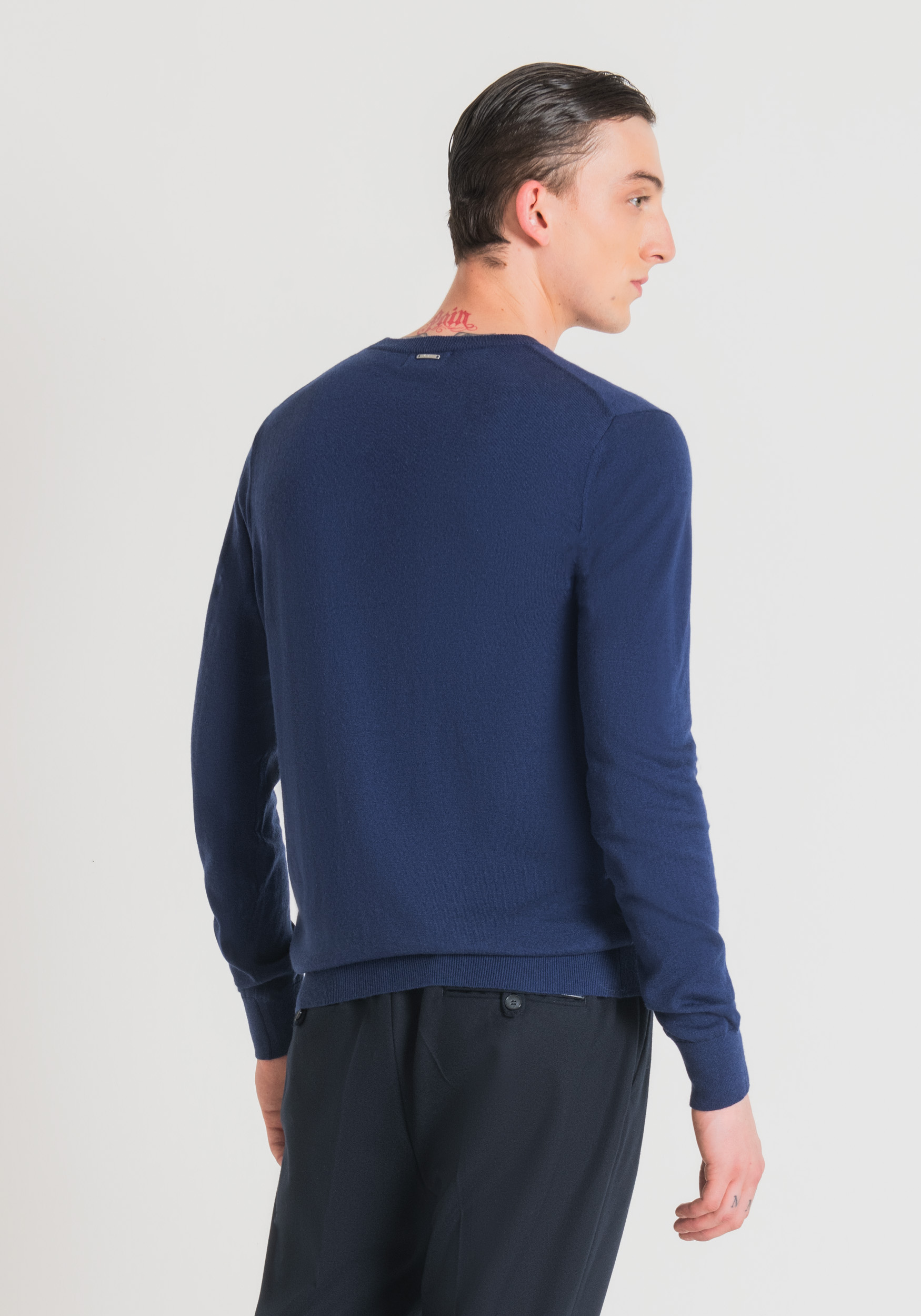 Antony Morato Pull Regular Fit En Fil De Laine Melangee Doux De Couleur Unie Bluette | Homme Pulls