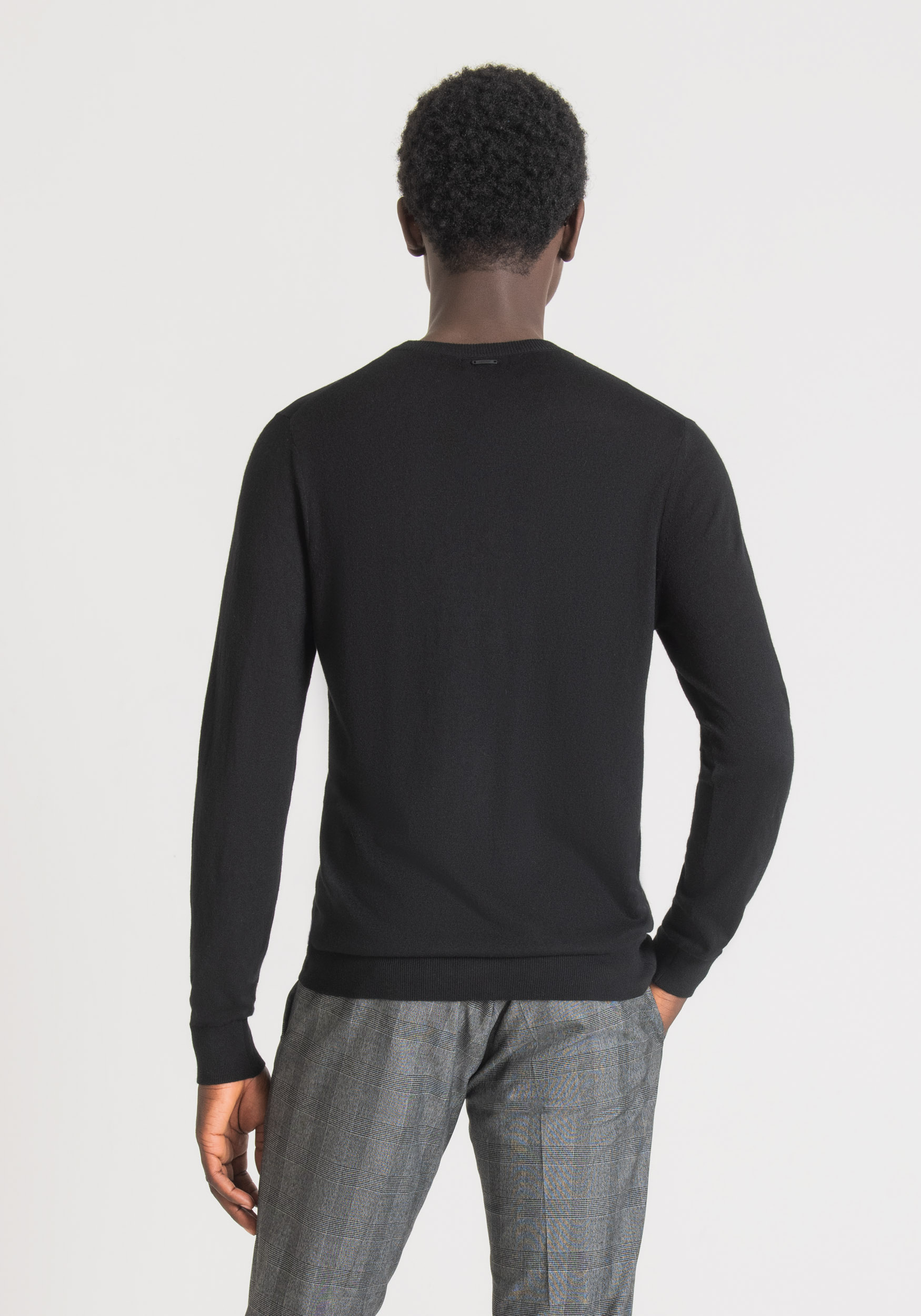 Antony Morato Pull Regular Fit En Fil De Laine Melangee Doux De Couleur Unie Noir | Homme Pulls