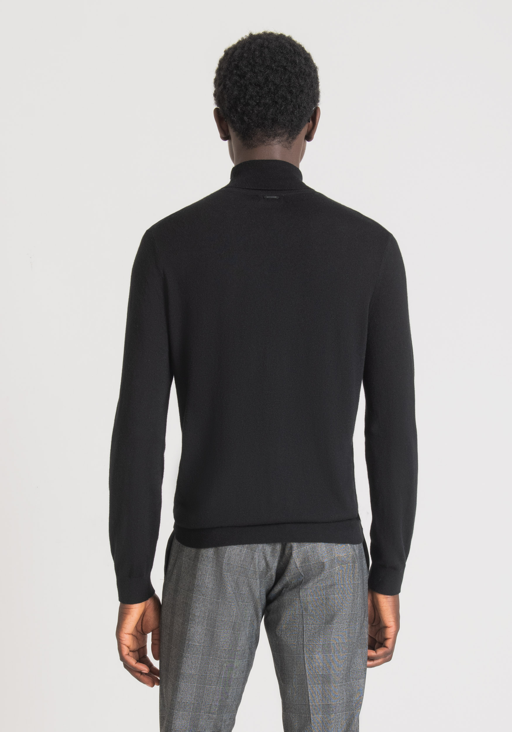 Antony Morato Pull Regular Fit A Col Montant En Fil De Laine Melangee Chaud Noir | Homme Pulls