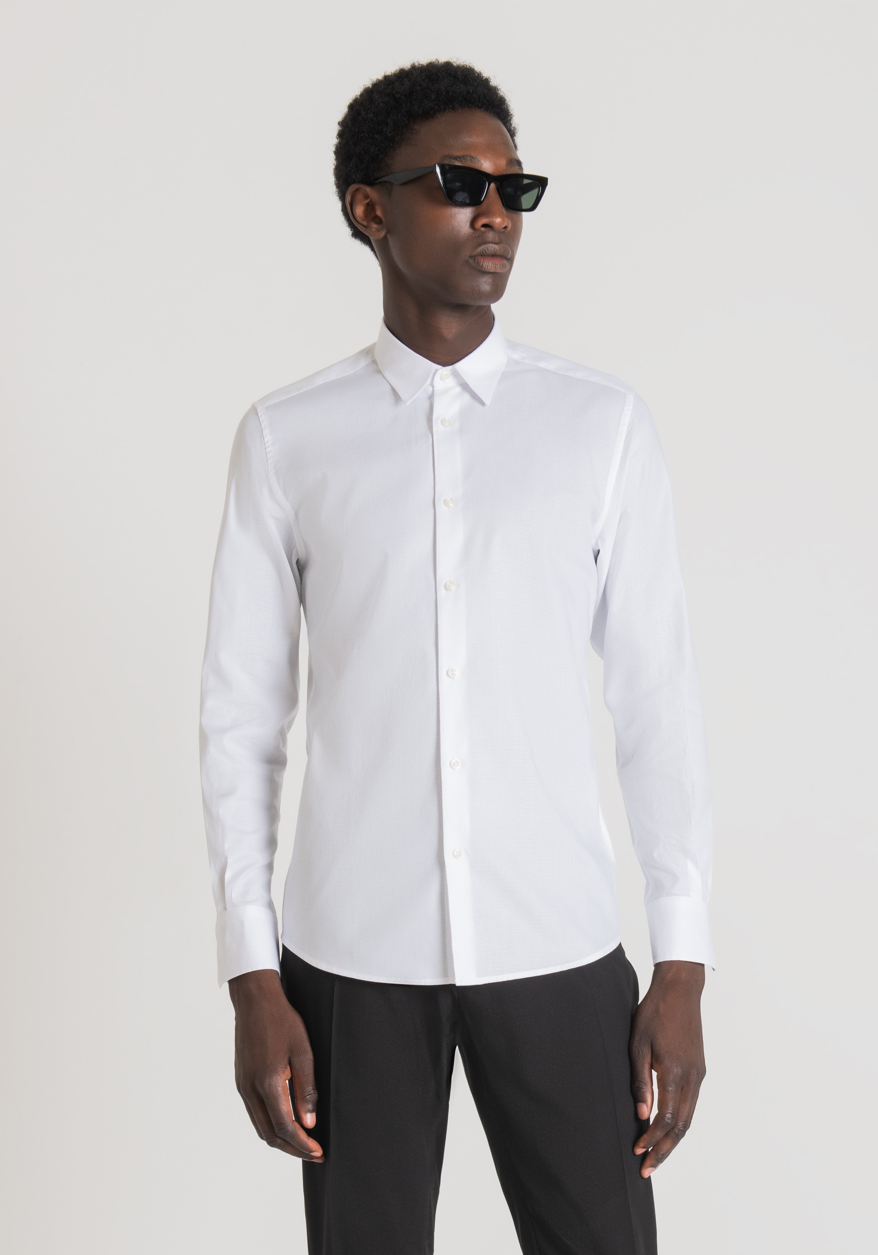 Antony Morato Chemise Slim Fit Napoli En Coton Doux Avec Micro-Texture Blanc | Homme Chemises