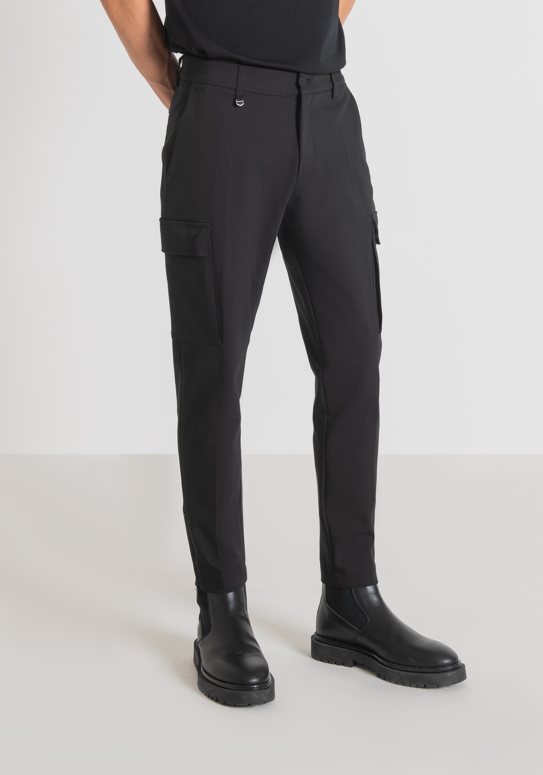 Antony Morato Pantalon Coupe Skinny Bjorn En Coton Stretch Melange Avec Zip Sur Le Bas Noir | Homme Pantalons