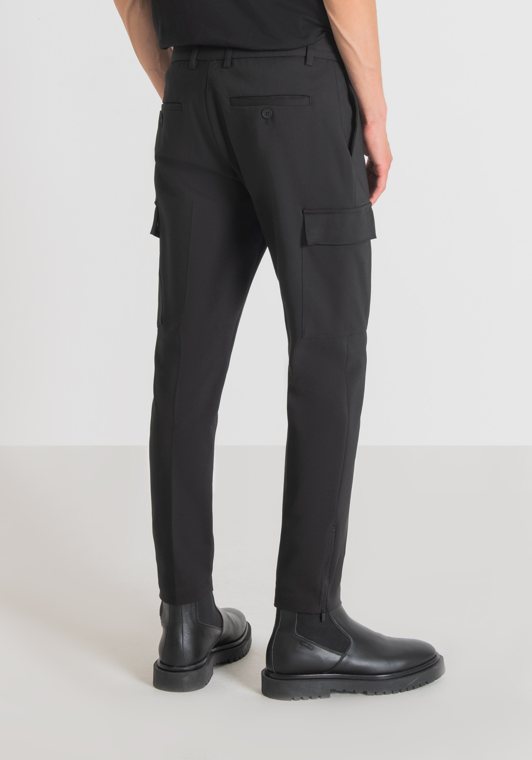 Antony Morato Pantalon Coupe Skinny Bjorn En Coton Stretch Melange Avec Zip Sur Le Bas Noir | Homme Pantalons