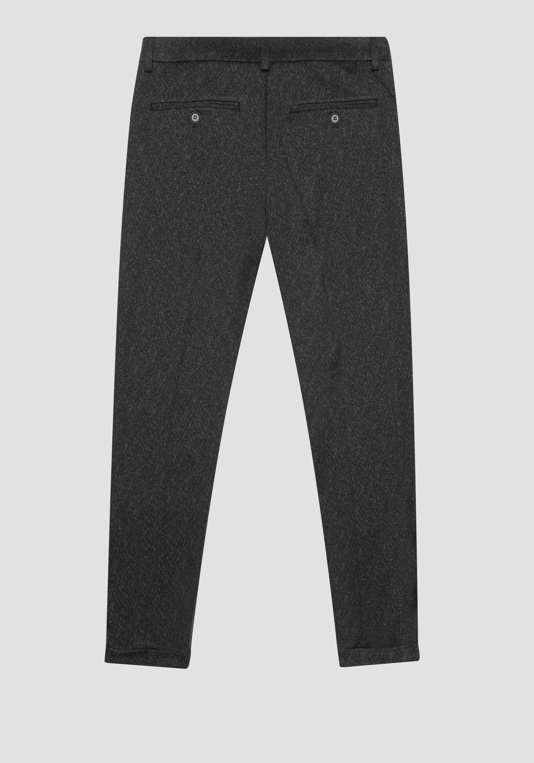 Antony Morato Pantalon Super Skinny Fit Ashe En Tissu De Viscose Melangee Stretch Avec Motif A Chevrons Noir | Homme Pantalons