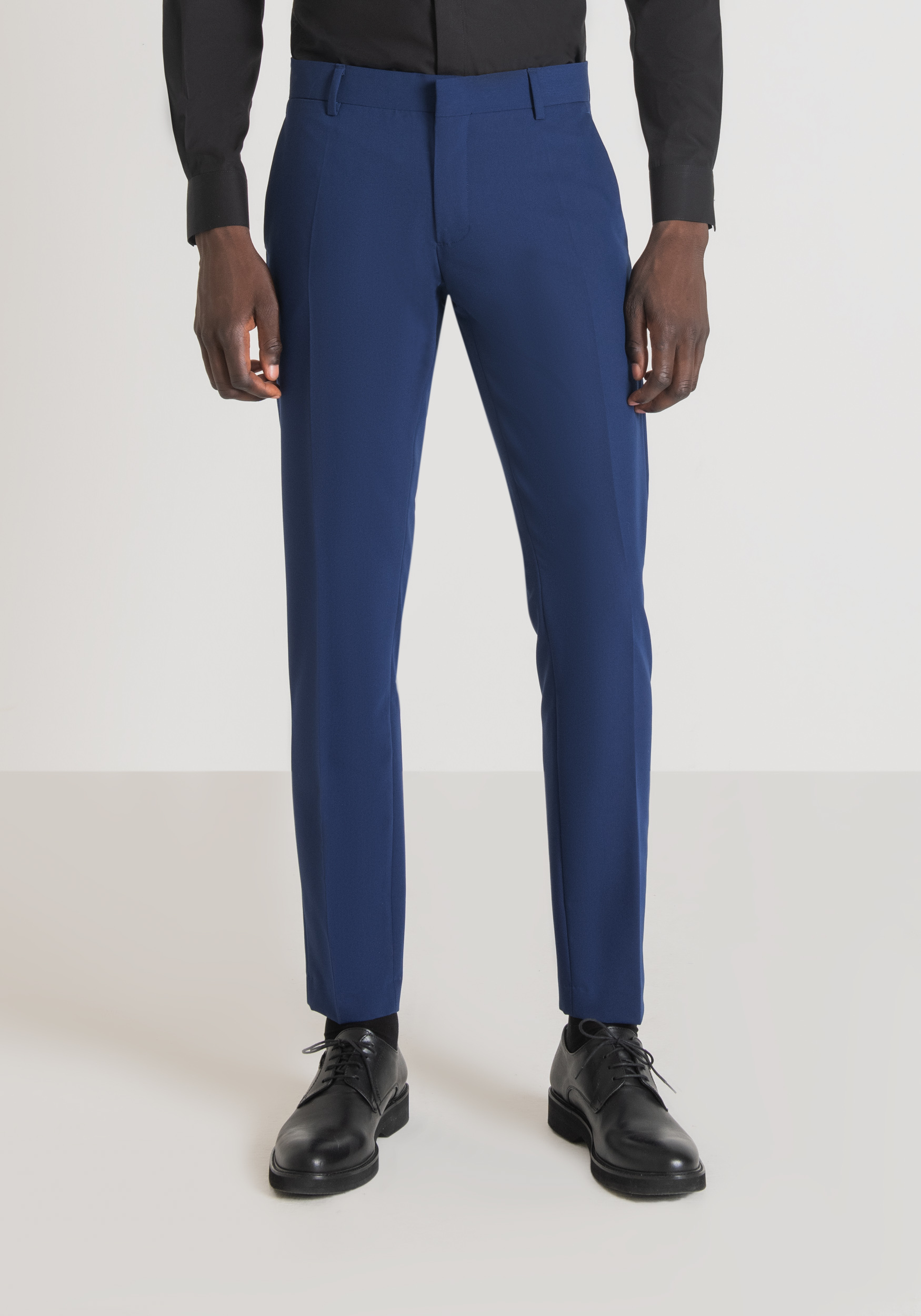 Antony Morato Pantalon Slim Fit Bonnie En Tissu De Viscose Melangee Elastique Avec Fermeture Dissimulee Bluette | Homme Pantalons