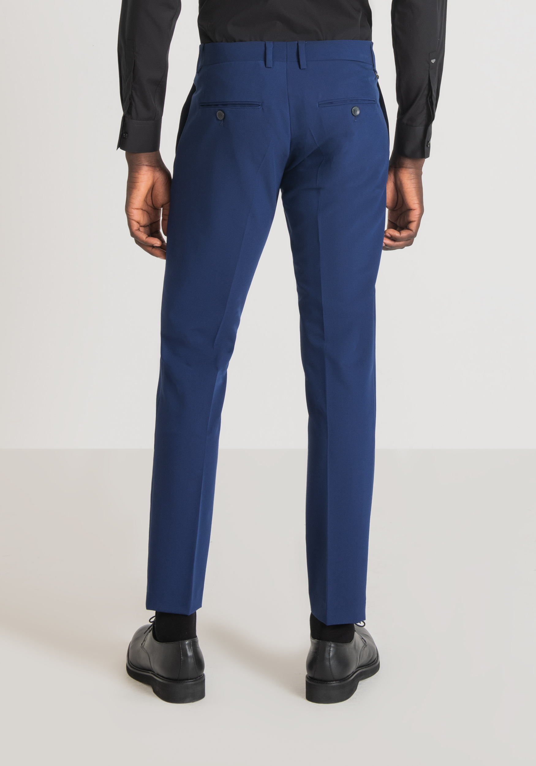 Antony Morato Pantalon Slim Fit Bonnie En Tissu De Viscose Melangee Elastique Avec Fermeture Dissimulee Bluette | Homme Pantalons