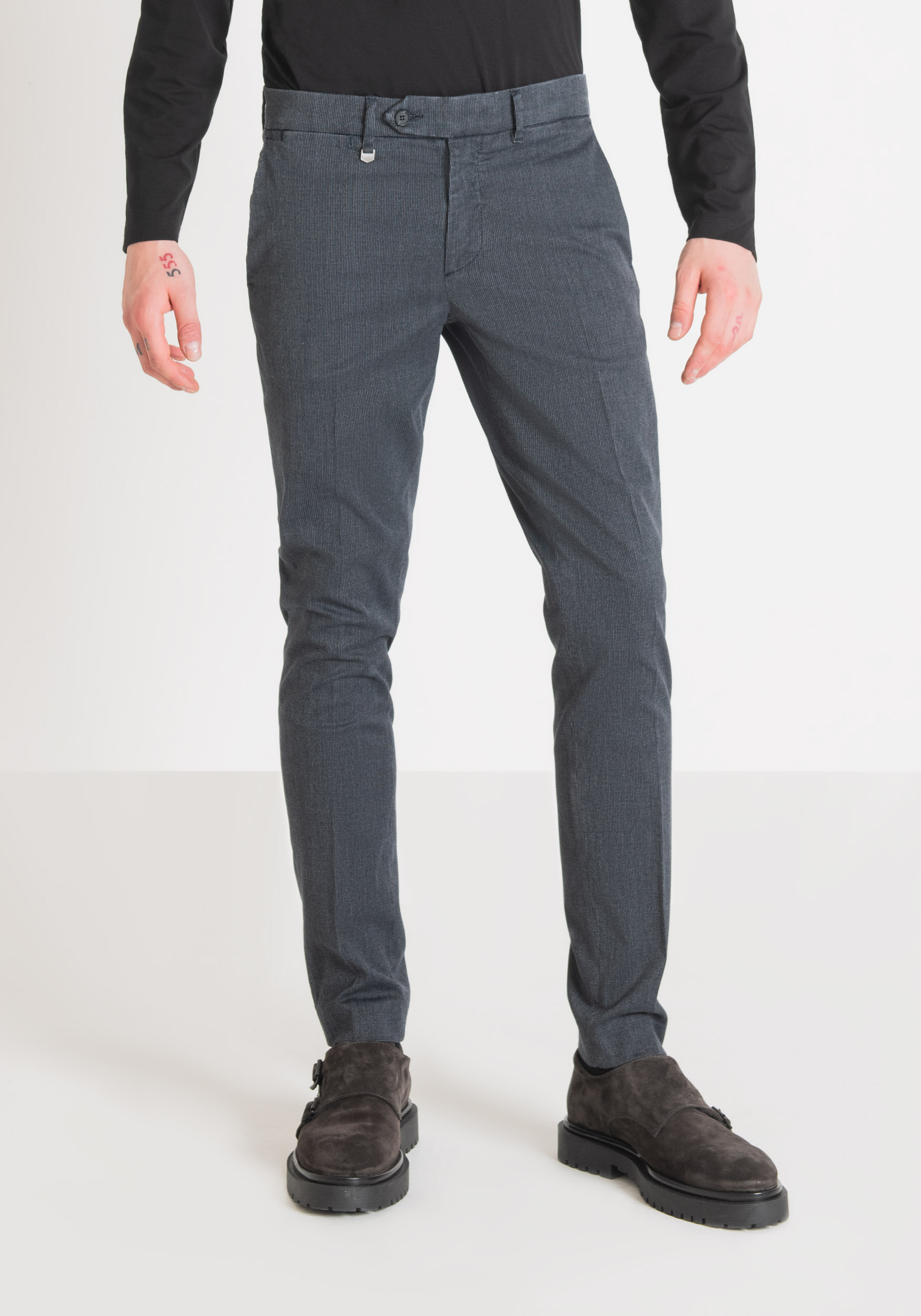 Antony Morato Pantalon Skinny Fit Bryan En Coton Elastique Micro-Armure Encre Bleu | Homme Pantalons