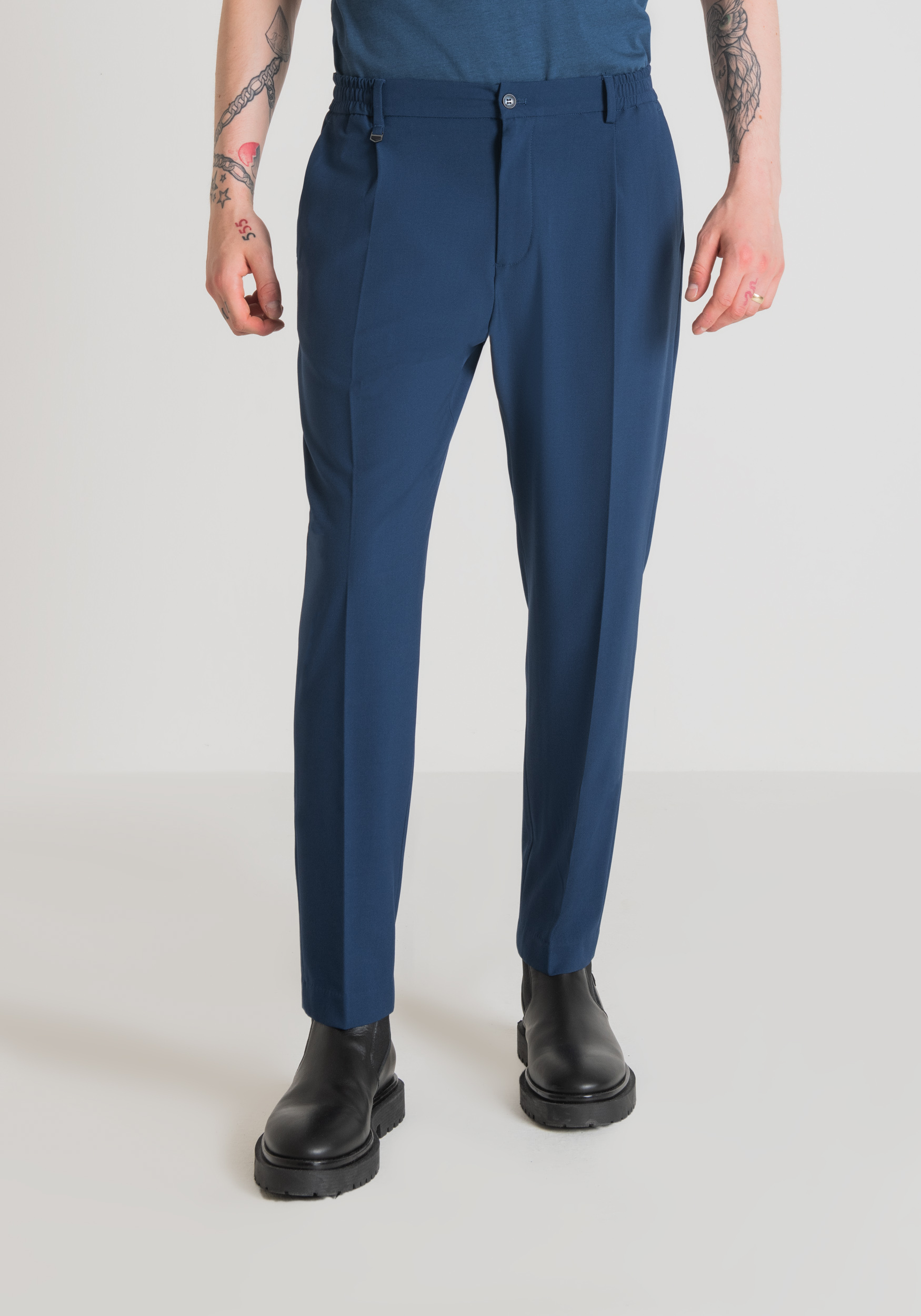 Antony Morato Pantalon Regular Fit Cora En Tissu De Viscose Melangee Elastique Avio | Homme Pantalons