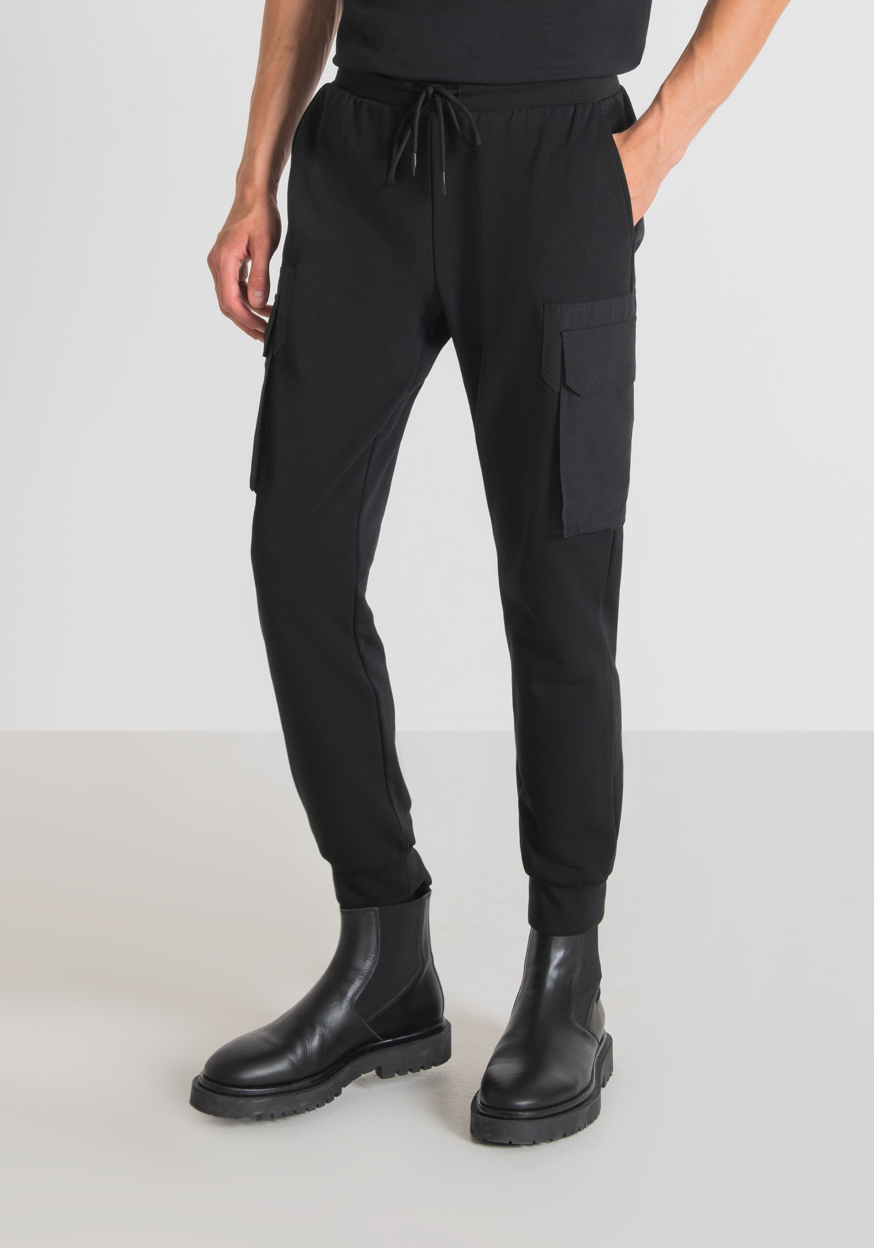 Antony Morato Pantalon Cargo Molletonne Regular Fit En Coton Melange Stretch Noir | Homme Pantalons