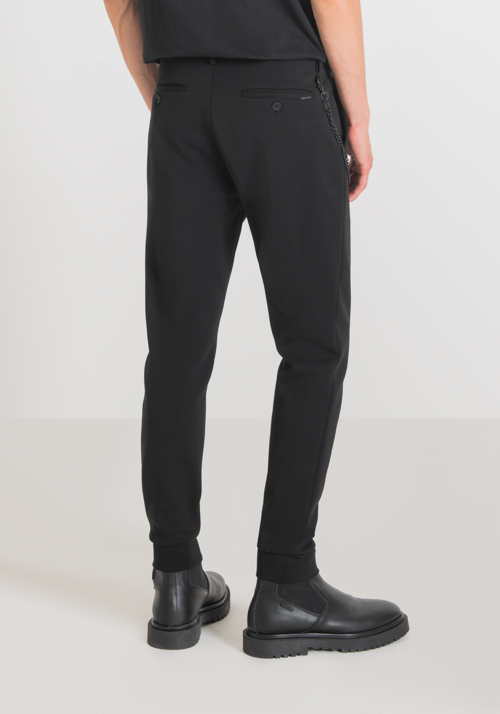 Antony Morato Pantalon Molletonne Skinny Fit En Coton Melange Avec Fermeture Boutonnee Et Bas Elastique Noir | Homme Pantalons