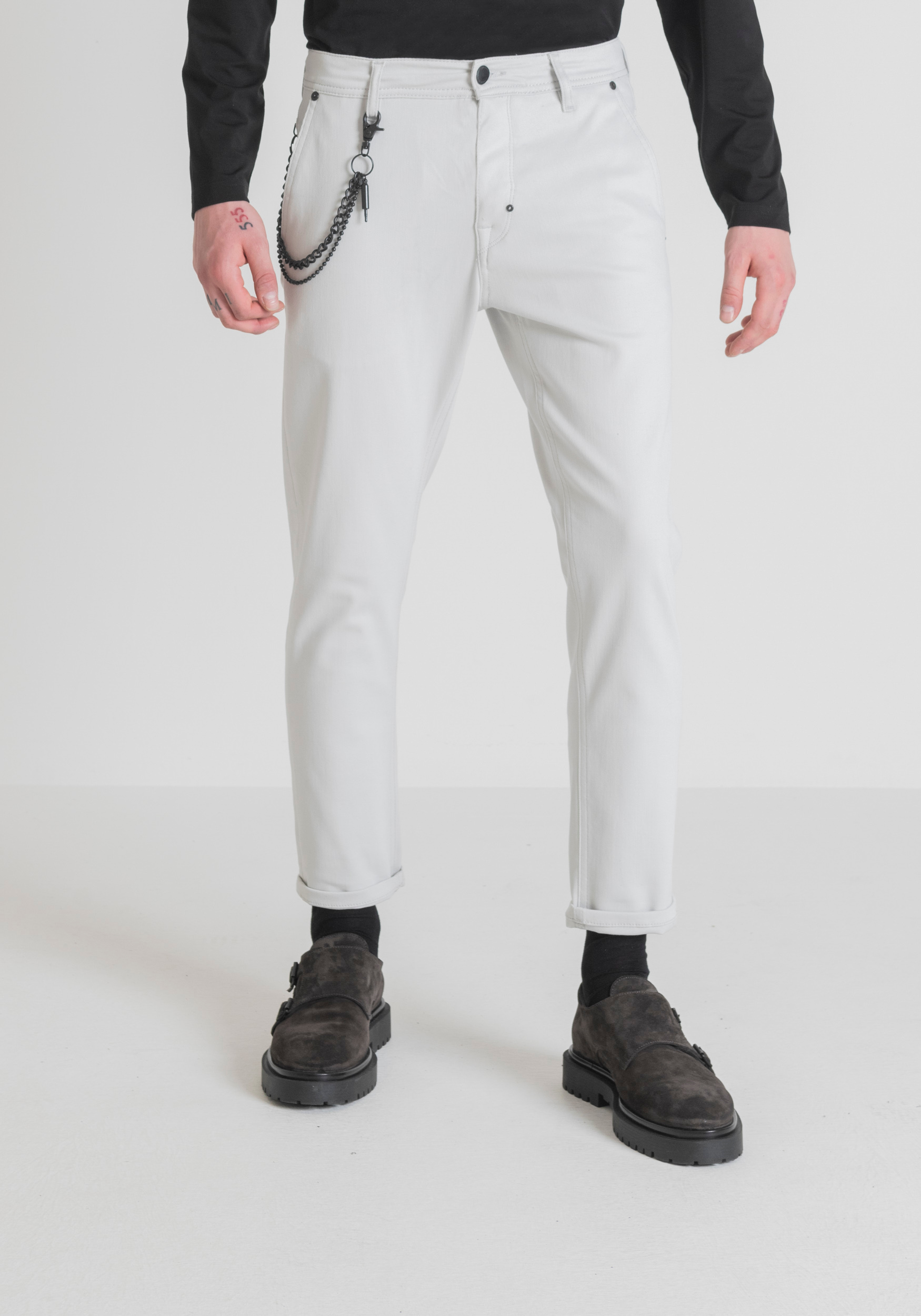 Antony Morato Pantalon Slim Fit Oliver A La Cheville En Serge De Coton Doux Stretch Glace | Homme Pantalons
