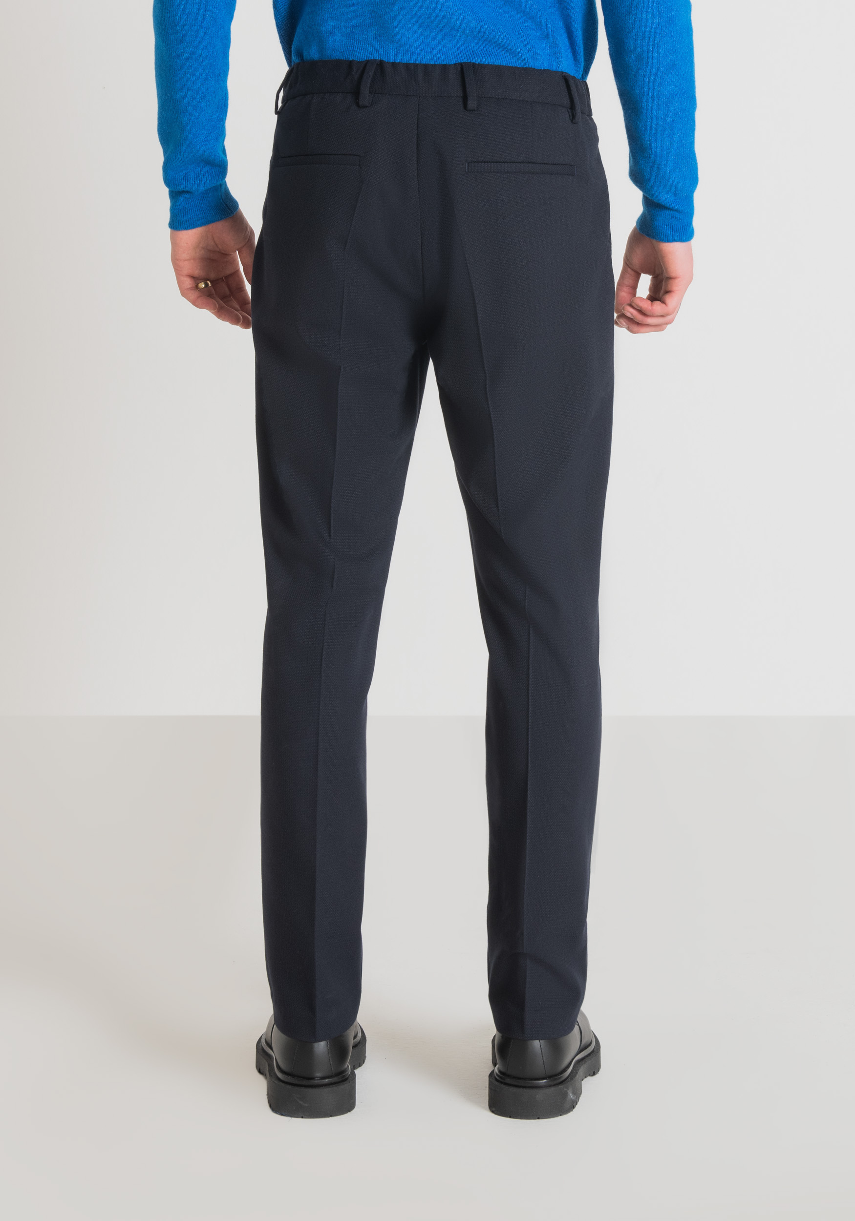 Antony Morato Pantalon Regular Straight Fit Phil En Tissu Dobby De Viscose Melangee Elastique Encre Bleu | Homme Pantalons