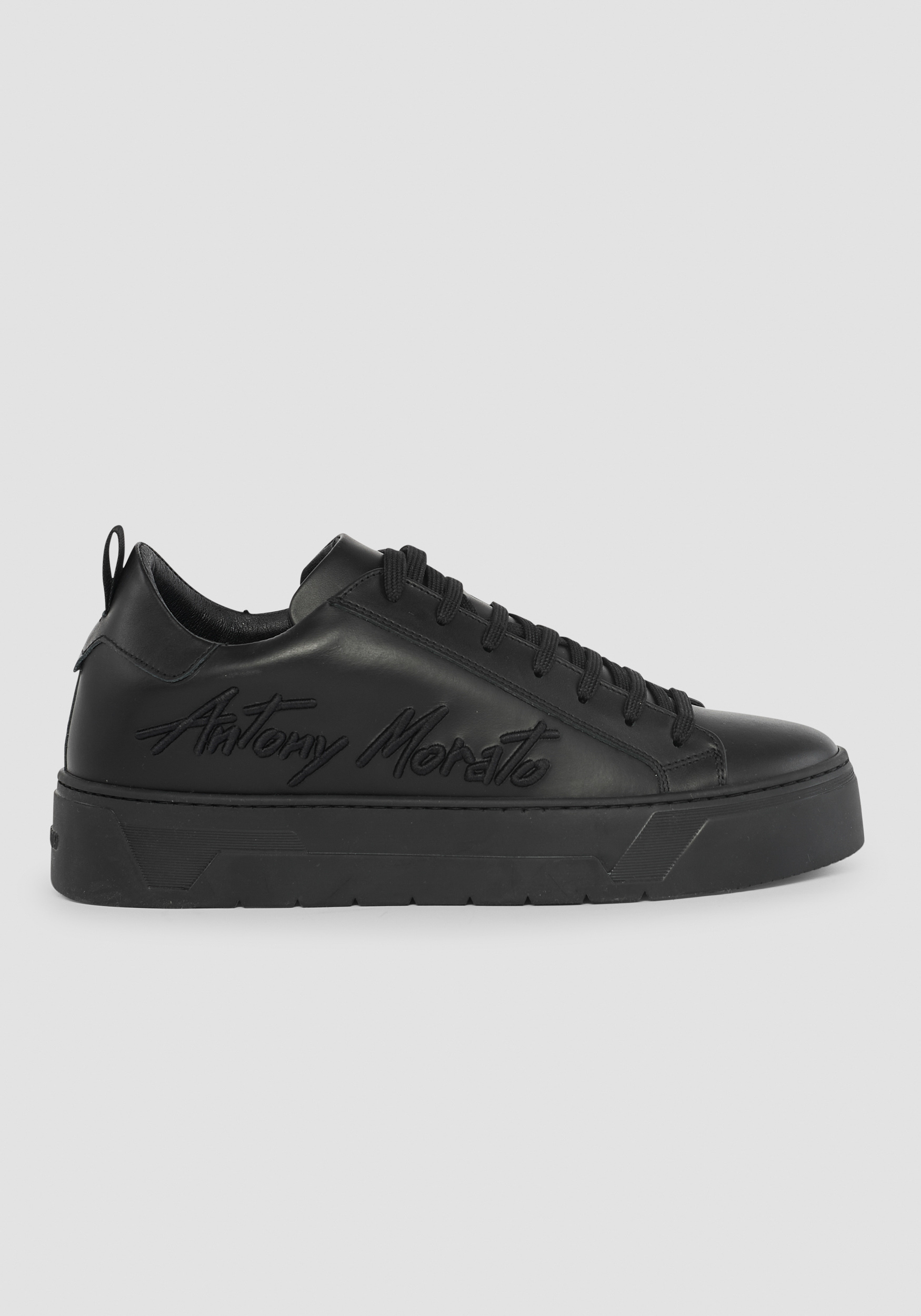 Antony Morato Sneakers Basses Flare 100 % Cuir Avec Logo Sur Le Cote Noir | Homme Baskets