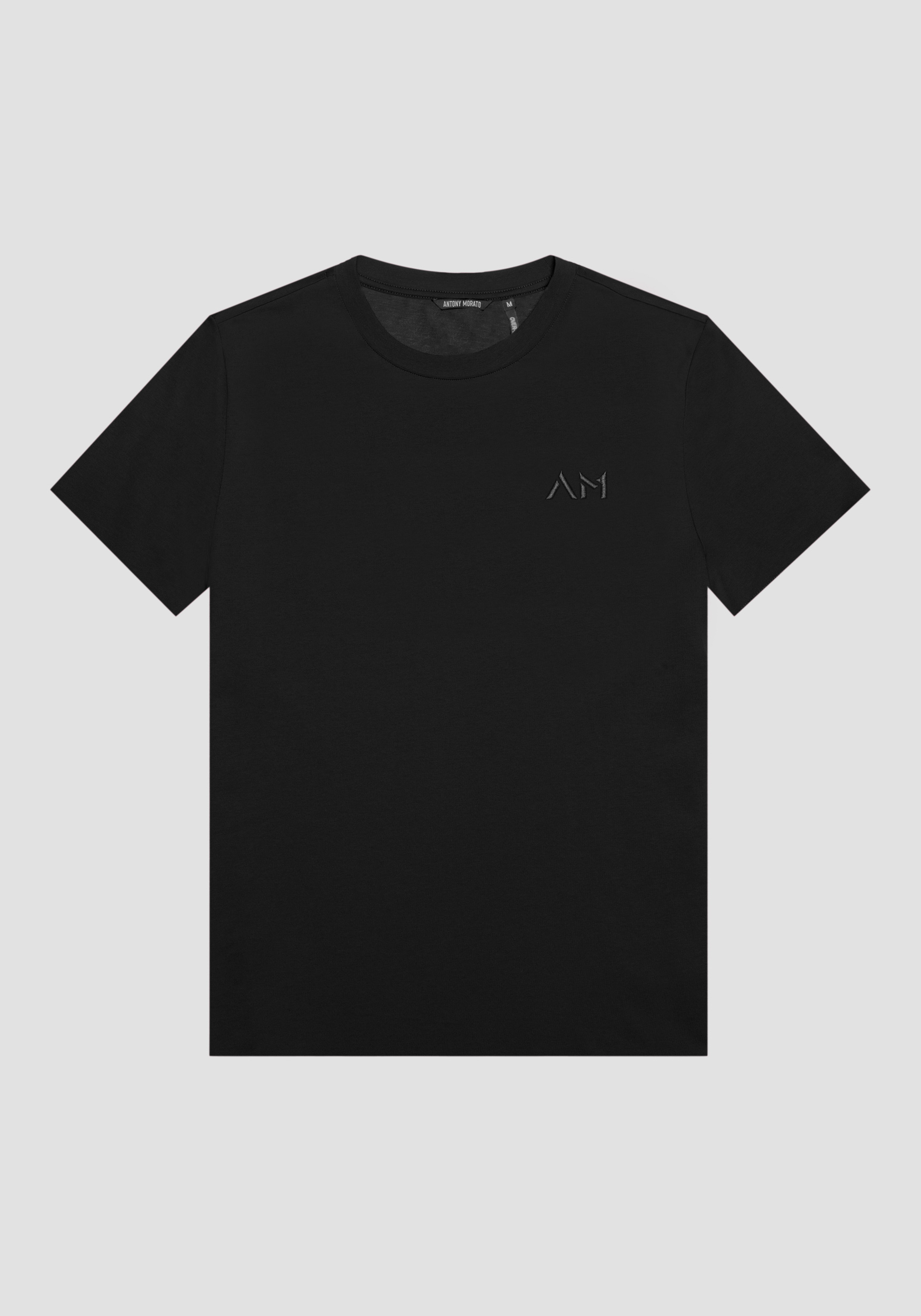 Antony Morato T-Shirt Over Fit En Pur Coton Avec Logo Brode Noir | Homme T-Shirts Et Polos