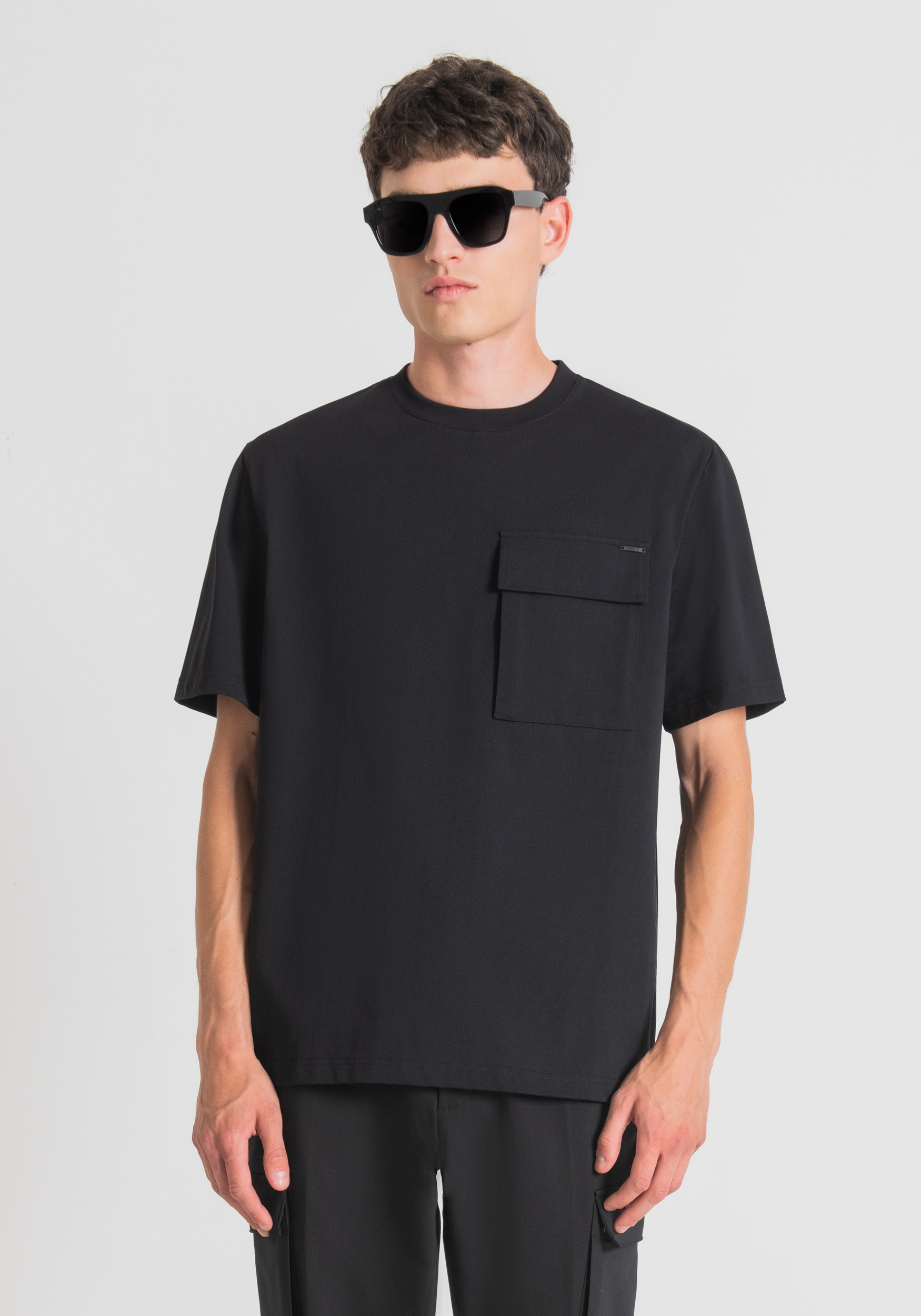 Antony Morato T-Shirt Oversize En Pur Coton Avec Poche Cote Coeur Noir | Homme T-Shirts Et Polos