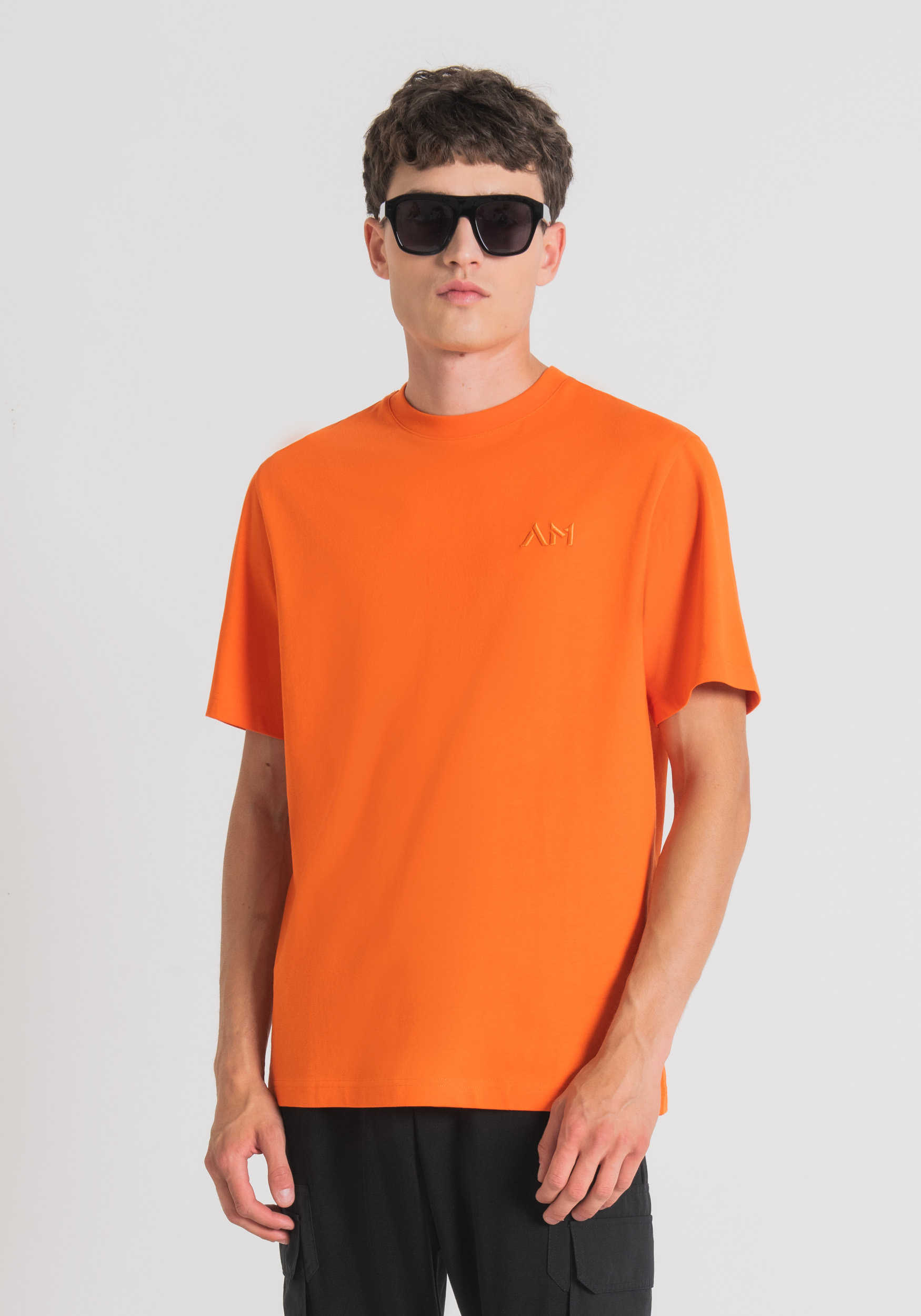 Antony Morato T-Shirt Oversize 100 % Coton Avec Logo Brode Orange | Homme T-Shirts Et Polos