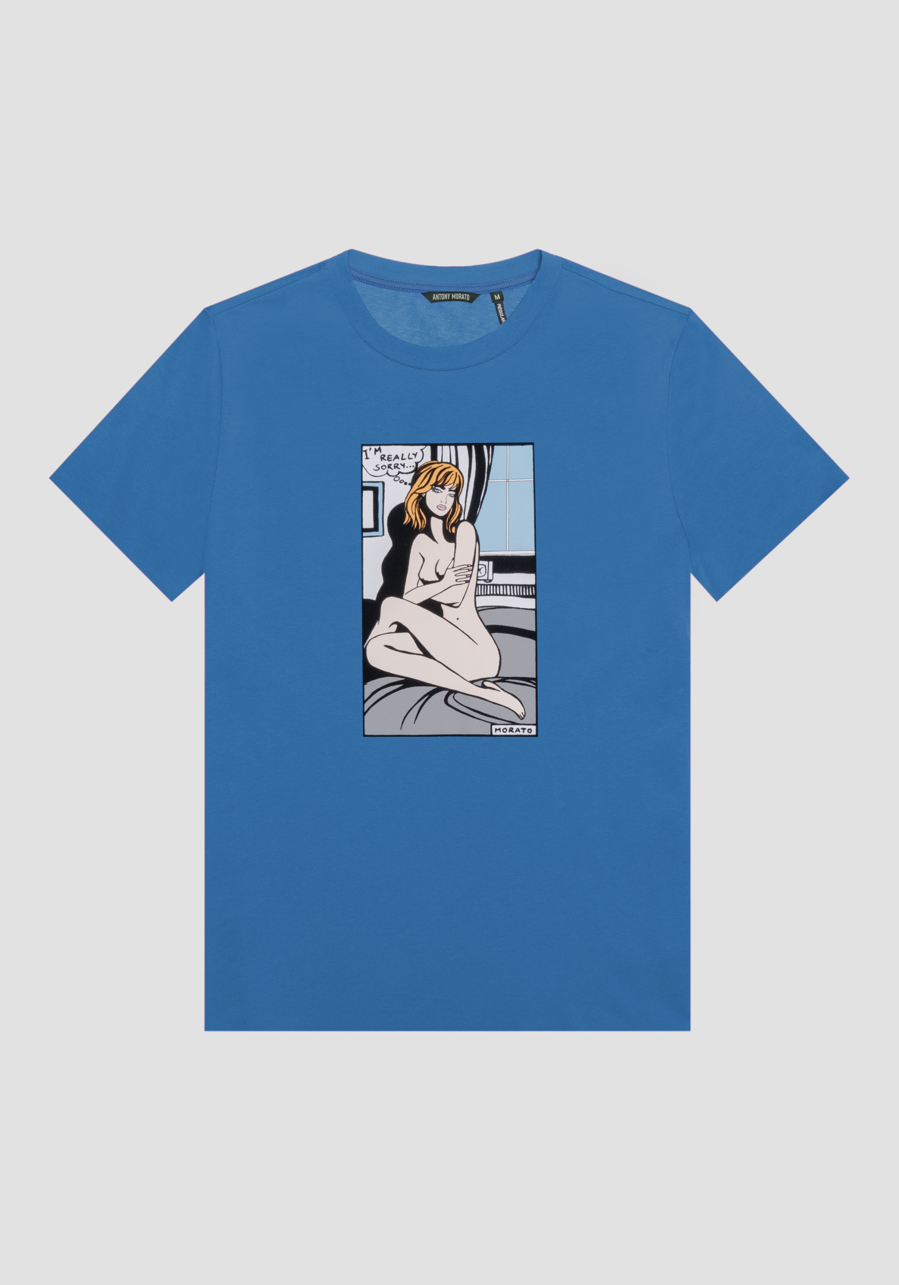 Antony Morato T-Shirt Regular Fit 100 % Coton Avec Imprime Bande Dessinee Cobalt | Homme T-Shirts Et Polos