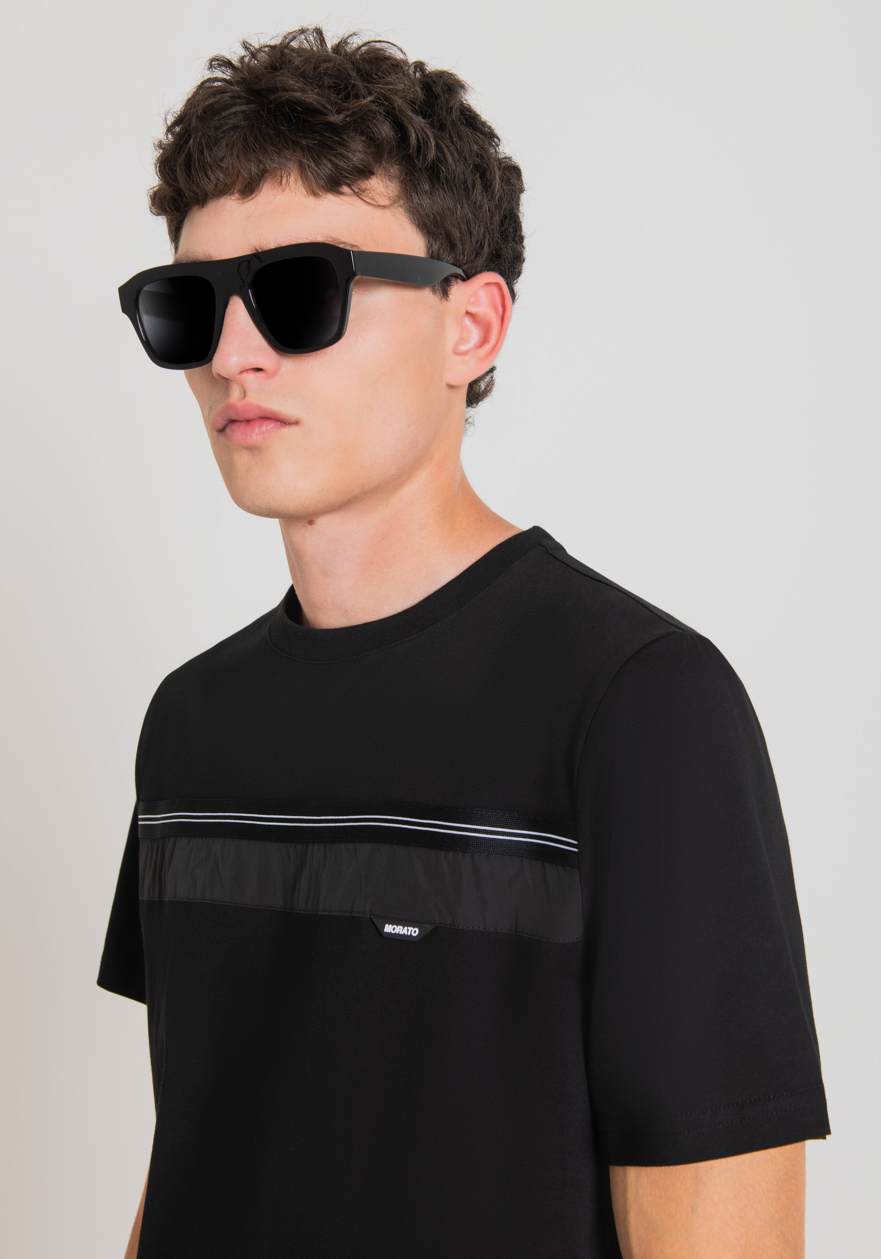 Antony Morato T-Shirt Regular Fit En Coton Doux Avec Bande Contrastante Noir | Homme T-Shirts Et Polos