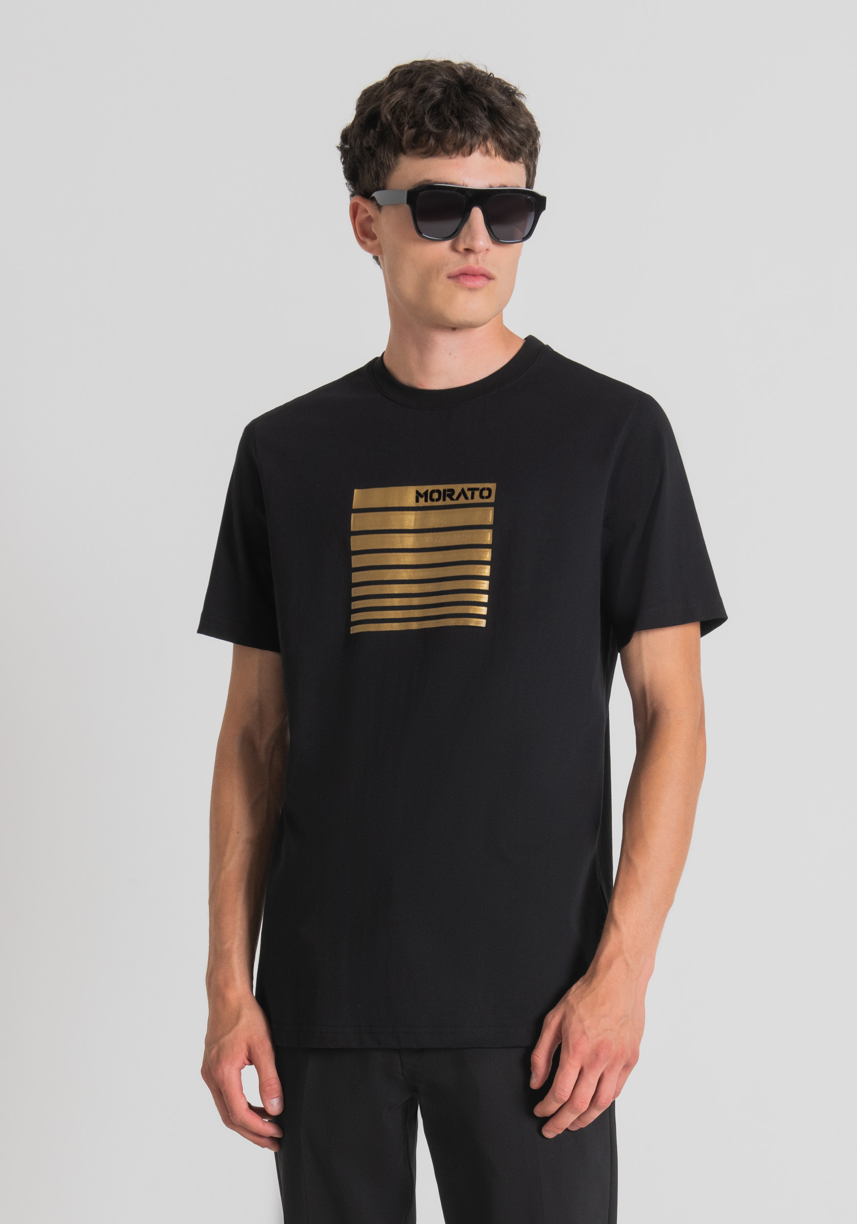 Antony Morato T-Shirt Regular Fit 100 % Coton Avec Impression Flock Noir | Homme T-Shirts Et Polos