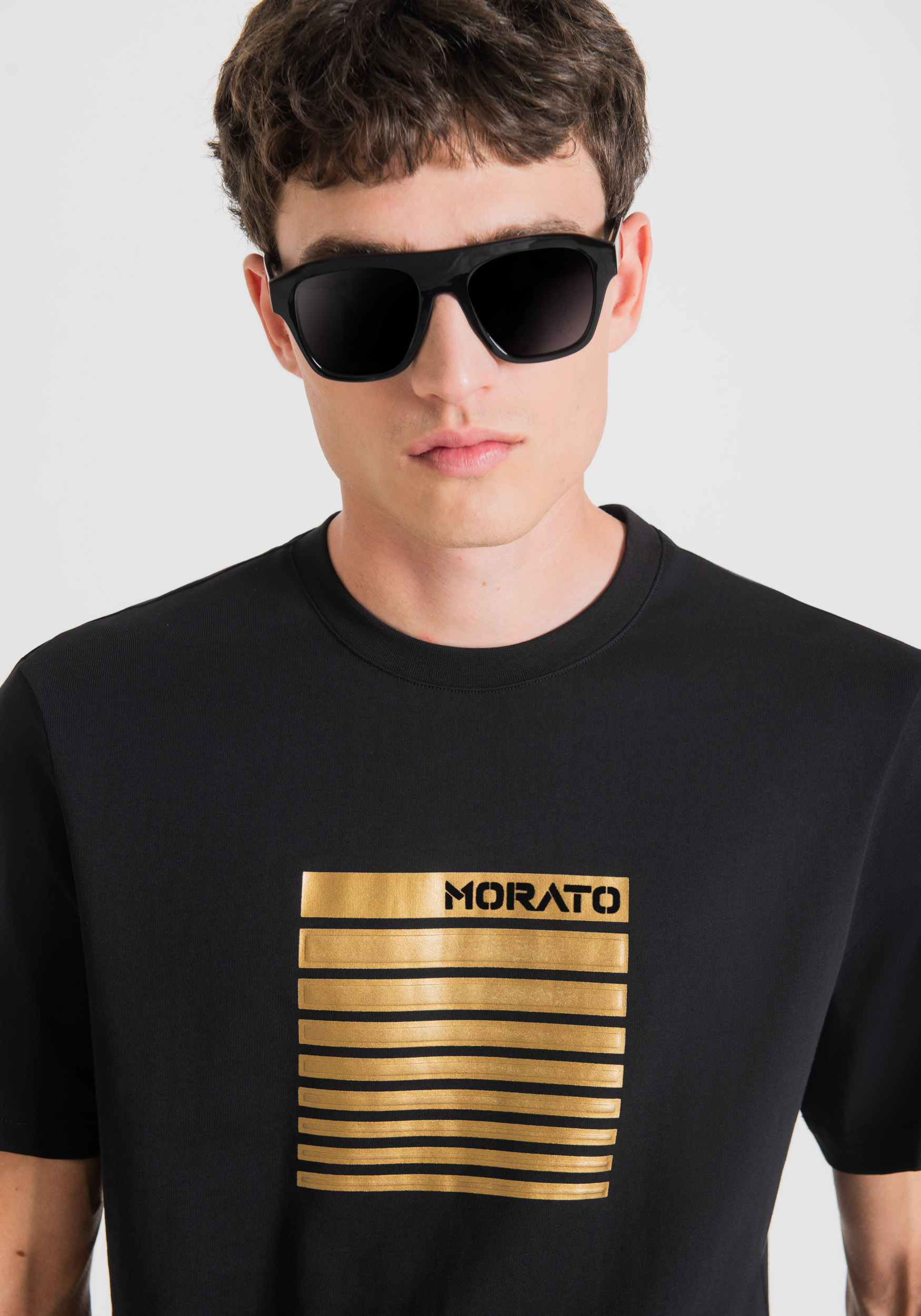 Antony Morato T-Shirt Regular Fit 100 % Coton Avec Impression Flock Noir | Homme T-Shirts Et Polos