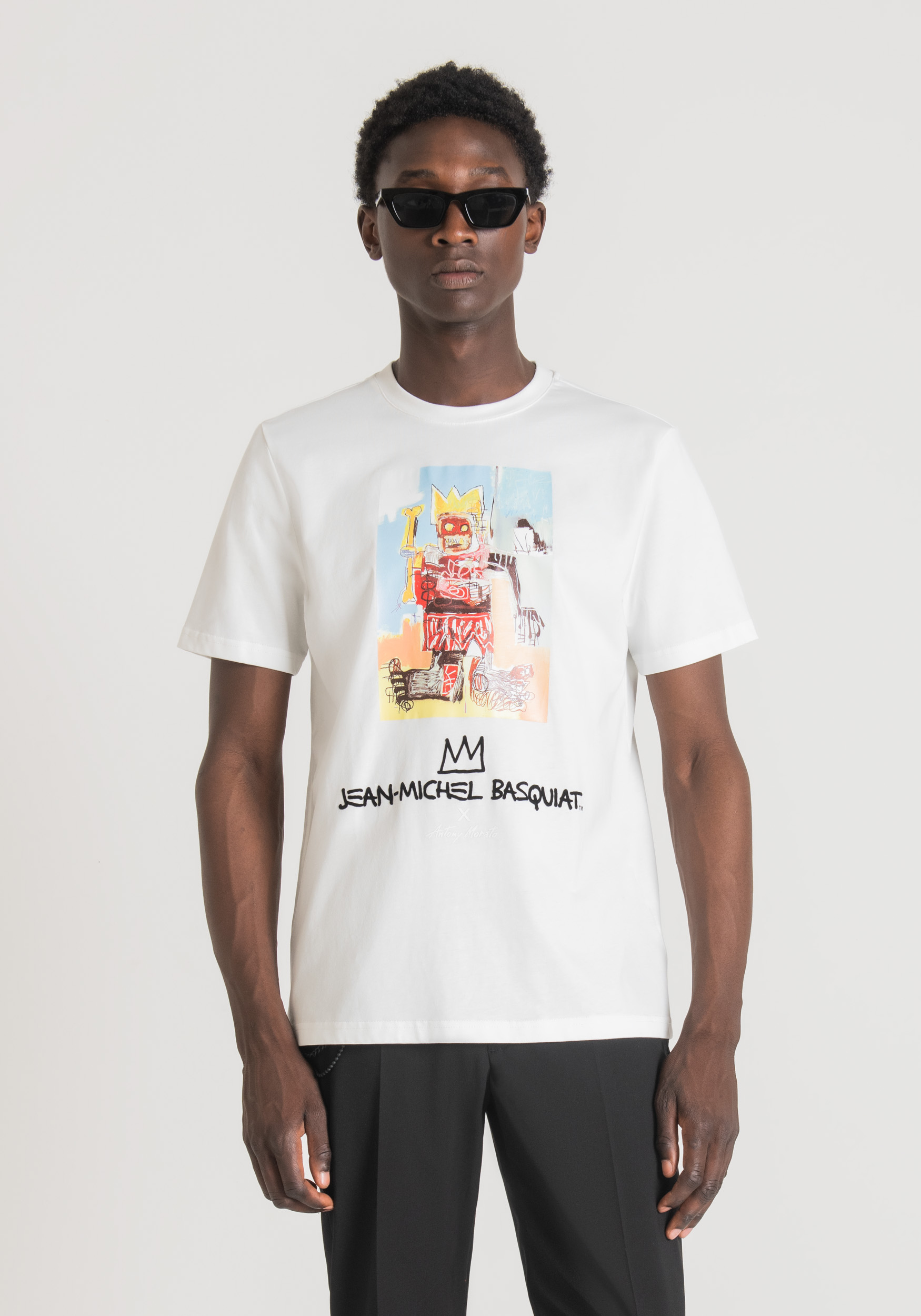 Antony Morato T-Shirt Regular Fit En Coton Avec Impression Basquiat Creme | Homme T-Shirts Et Polos