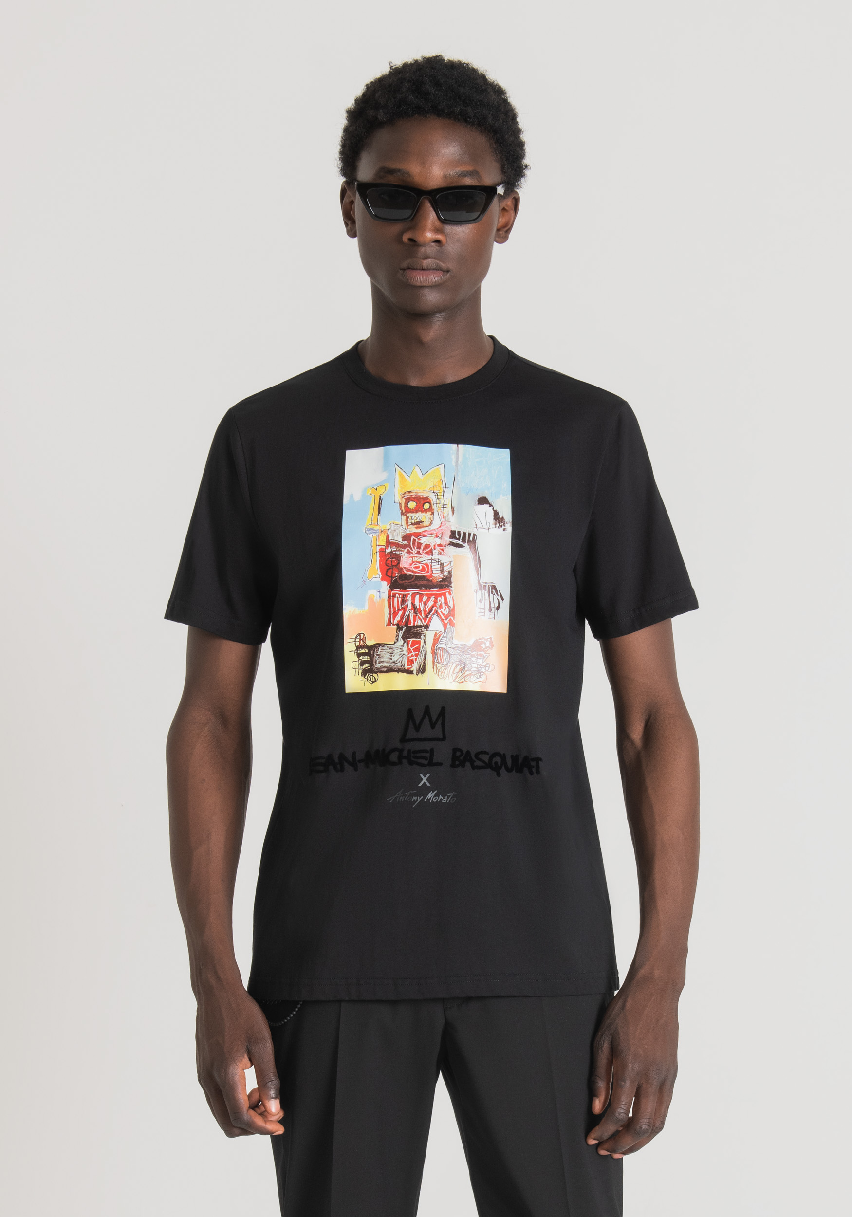 Antony Morato T-Shirt Regular Fit En Coton Avec Impression Basquiat Noir | Homme T-Shirts Et Polos