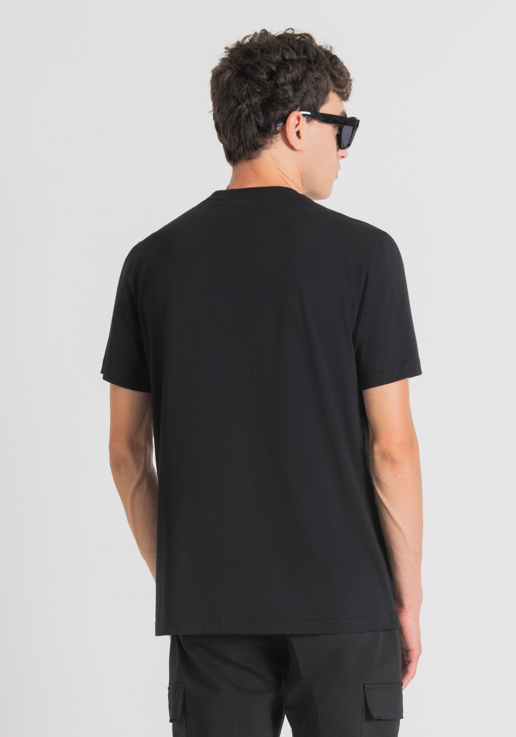 Antony Morato T-Shirt Regular Fit En Pur Coton Avec Impression Logo En Caoutchouc Noir | Homme T-Shirts Et Polos