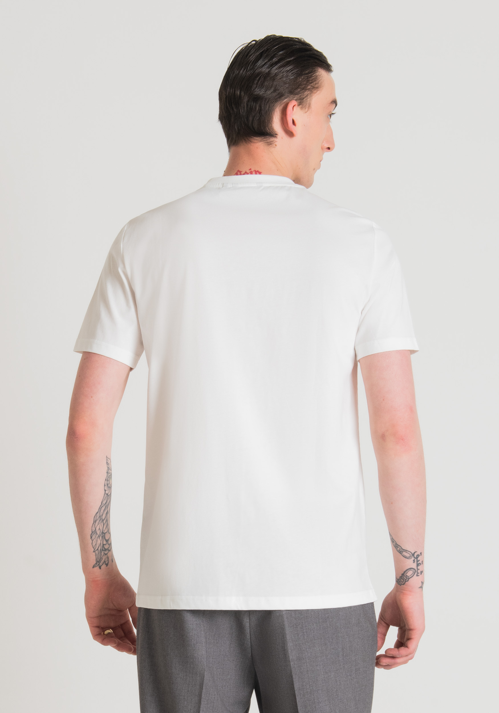 Antony Morato T-Shirt Regular Fit En Pur Coton Avec Imprime Logo En Caoutchouc Creme | Homme T-Shirts Et Polos