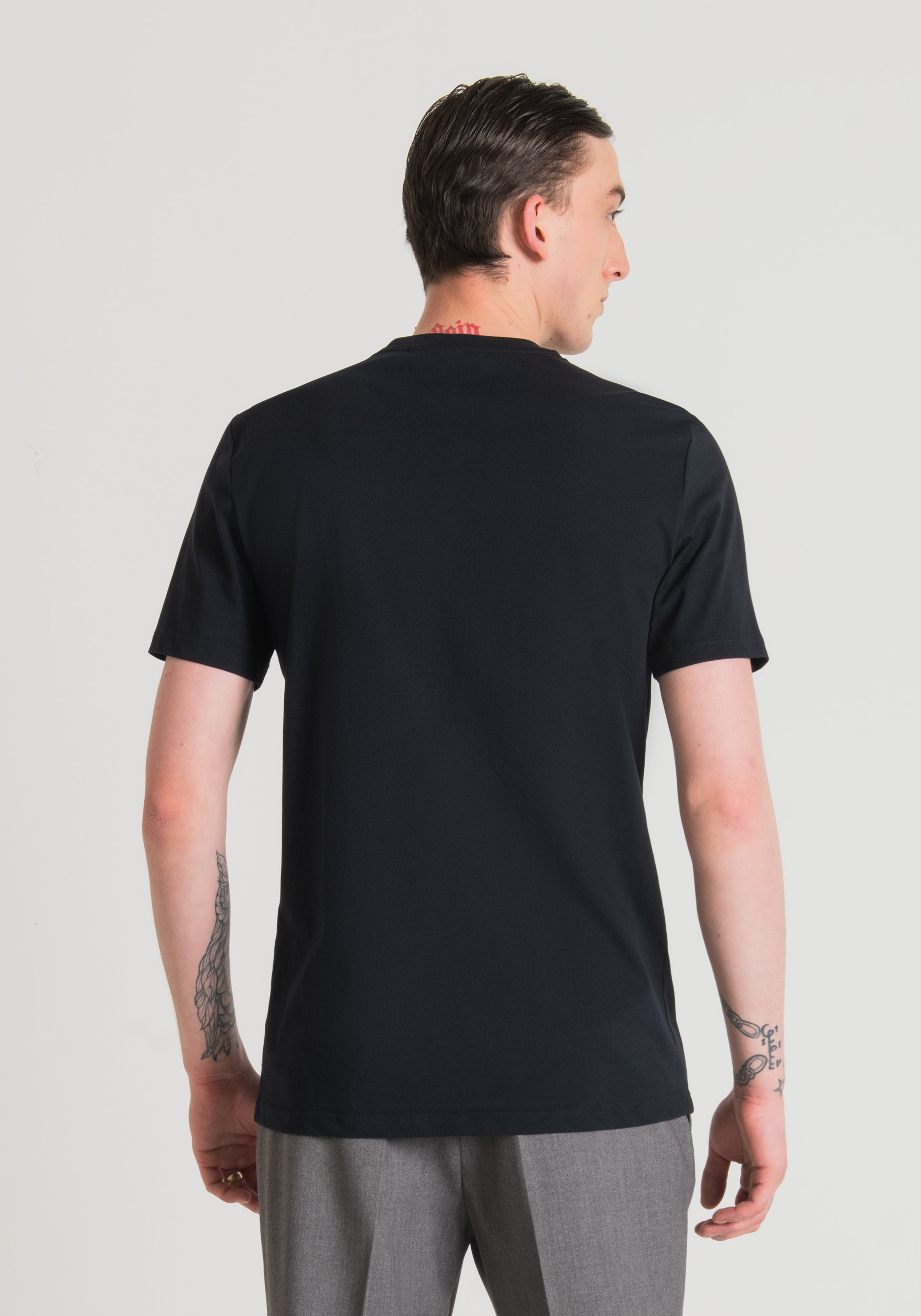 Antony Morato T-Shirt Regular Fit En Pur Coton Avec Imprime Logo En Caoutchouc Encre Bleu | Homme T-Shirts Et Polos
