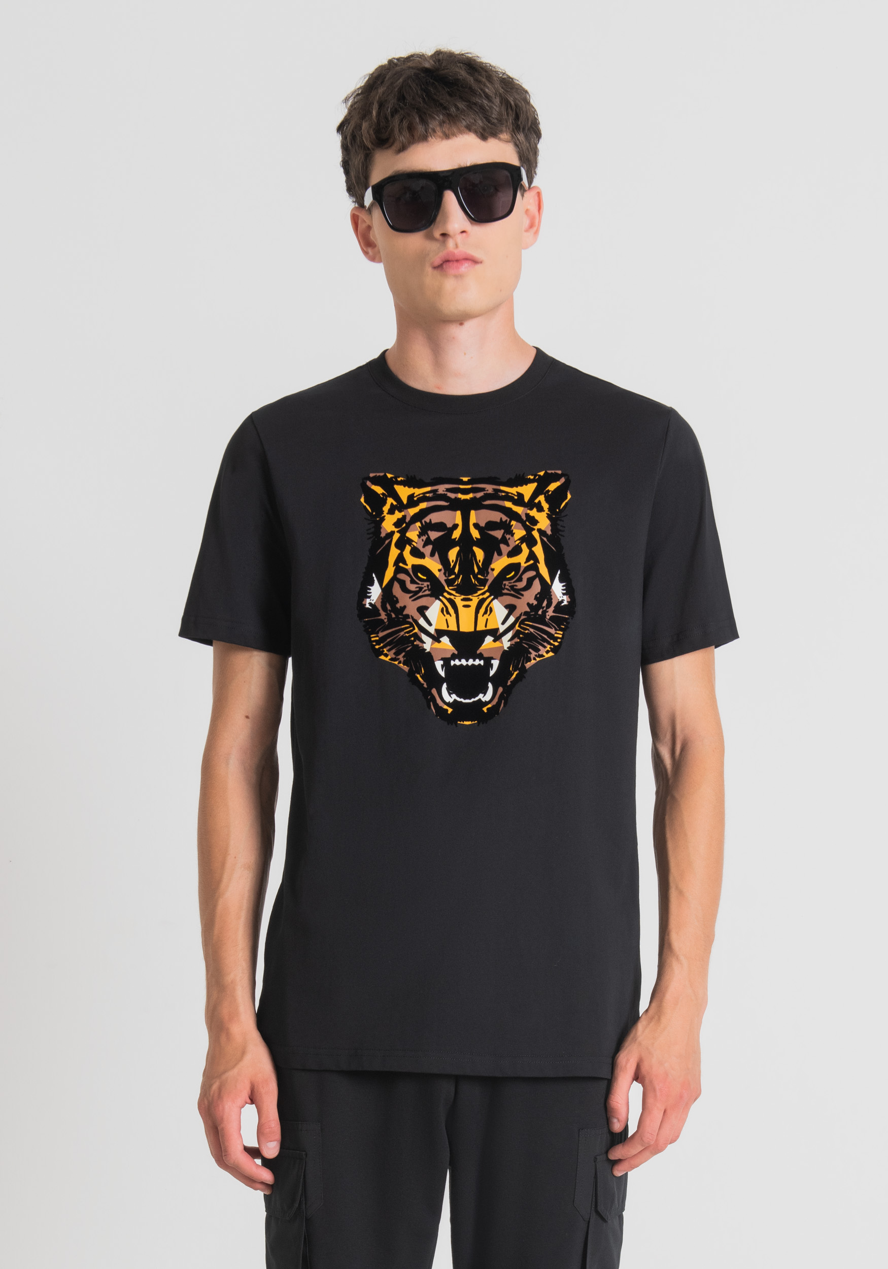 Antony Morato T-Shirt Regular Fit 100 % Coton Avec Imprime Tigre Noir | Homme T-Shirts Et Polos