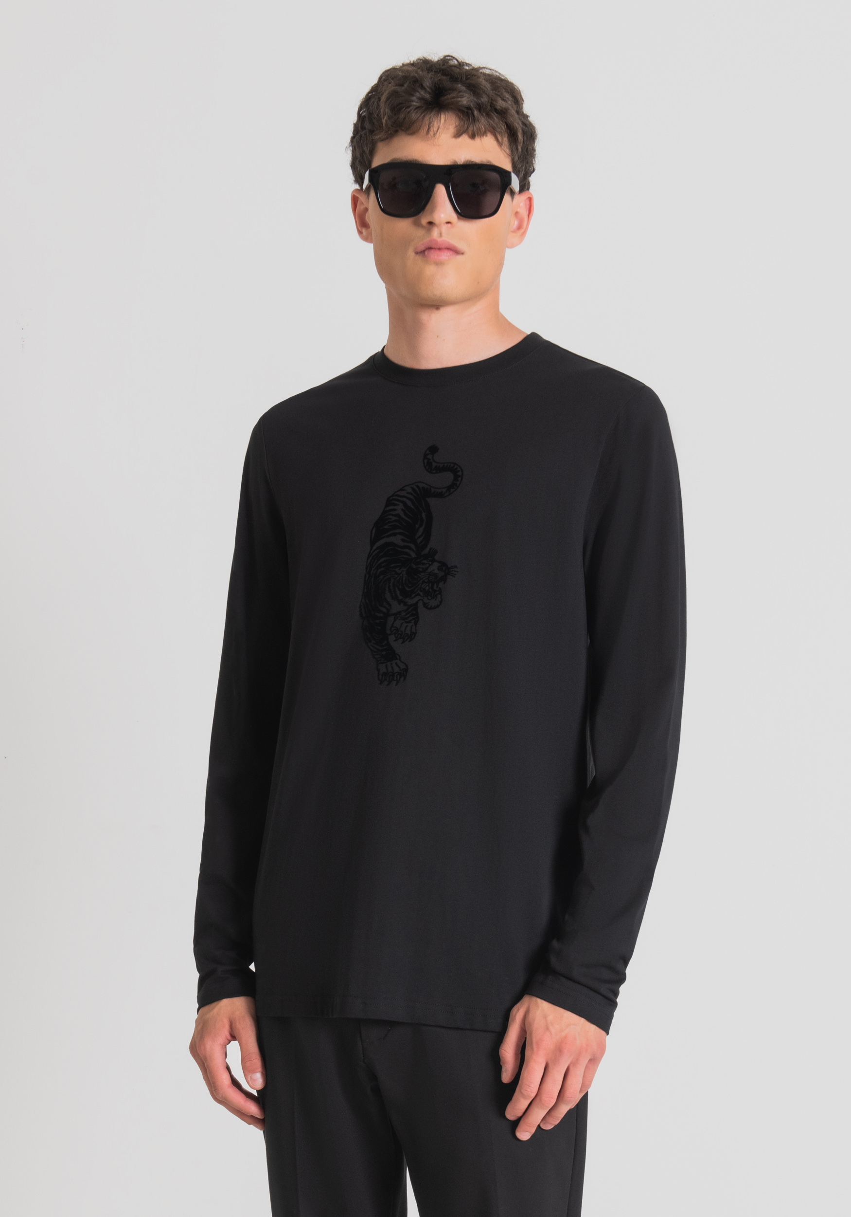 Antony Morato T-Shirt Regular Fit 100 % Coton Avec Impression Tigre Noir | Homme T-Shirts Et Polos