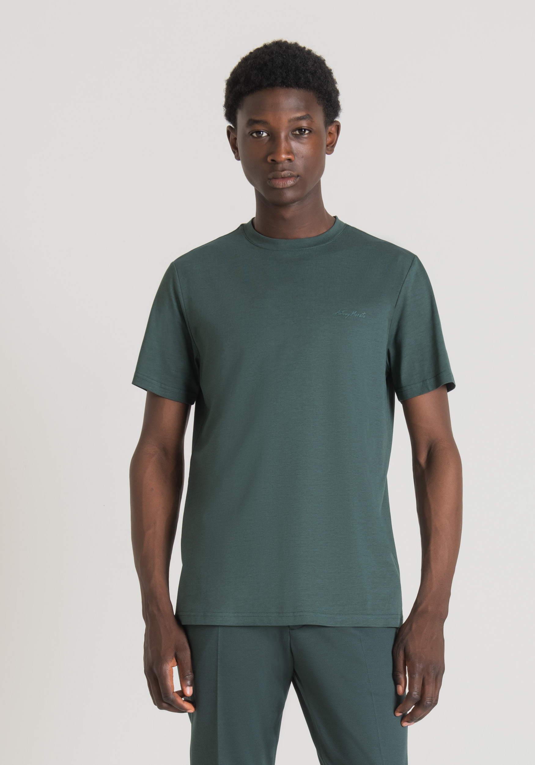 Antony Morato T-Shirt Regular Fit En Viscose Durable Avec Impression Logo Bouteille Verte | Homme T-Shirts Et Polos