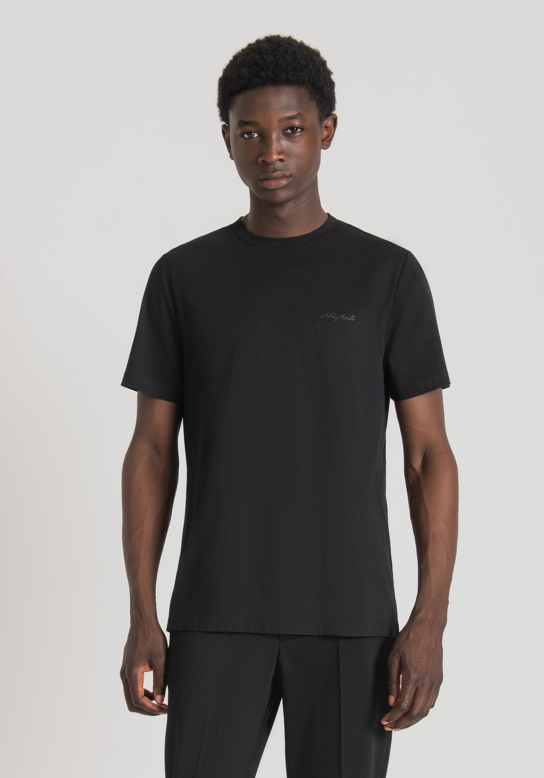Antony Morato T-Shirt Regular Fit En Viscose Durable Avec Impression Logo Noir | Homme T-Shirts Et Polos