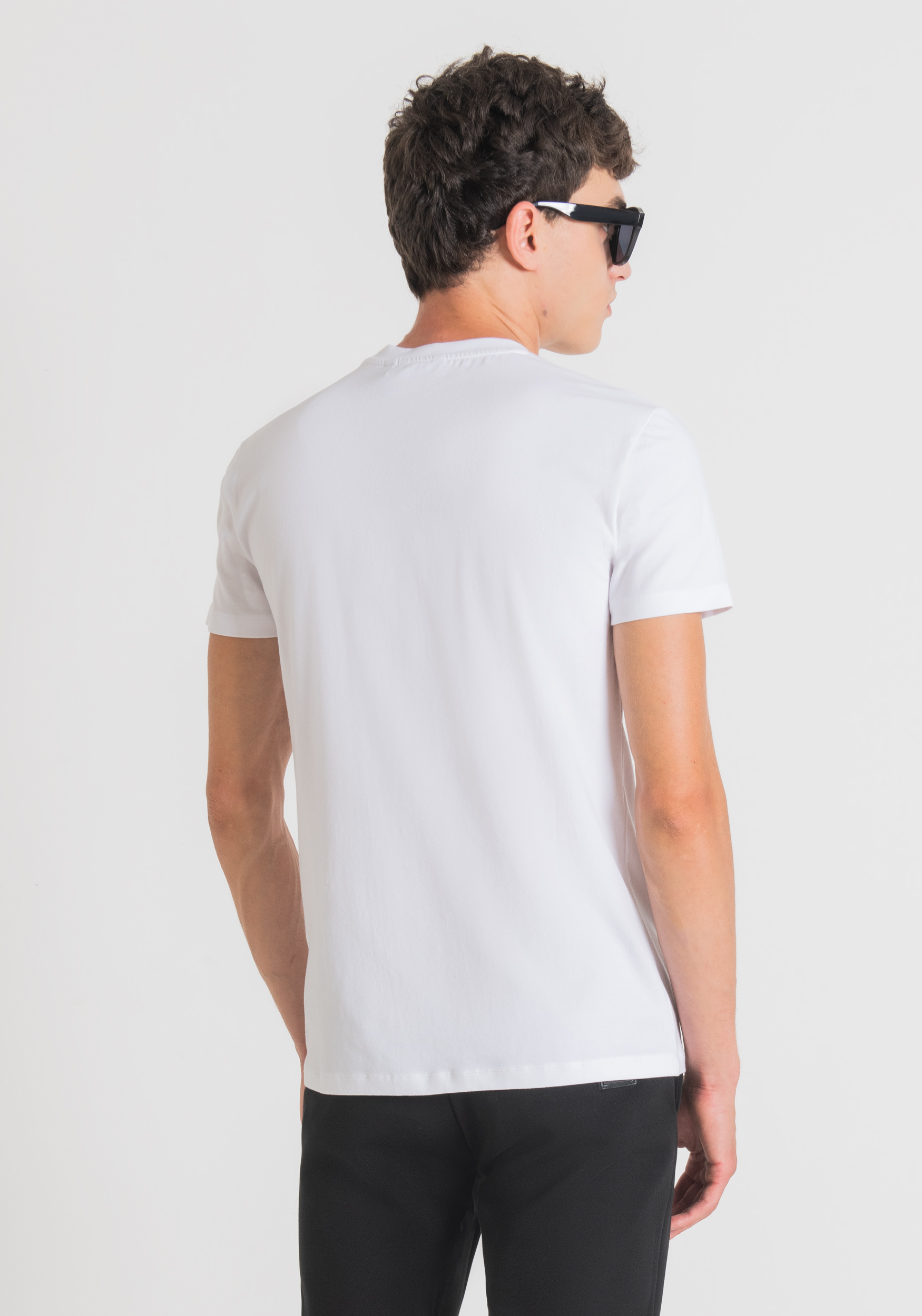 Antony Morato T-Shirt Super Slim Fit Avec Poche En Similicuir Blanc | Homme T-Shirts Et Polos