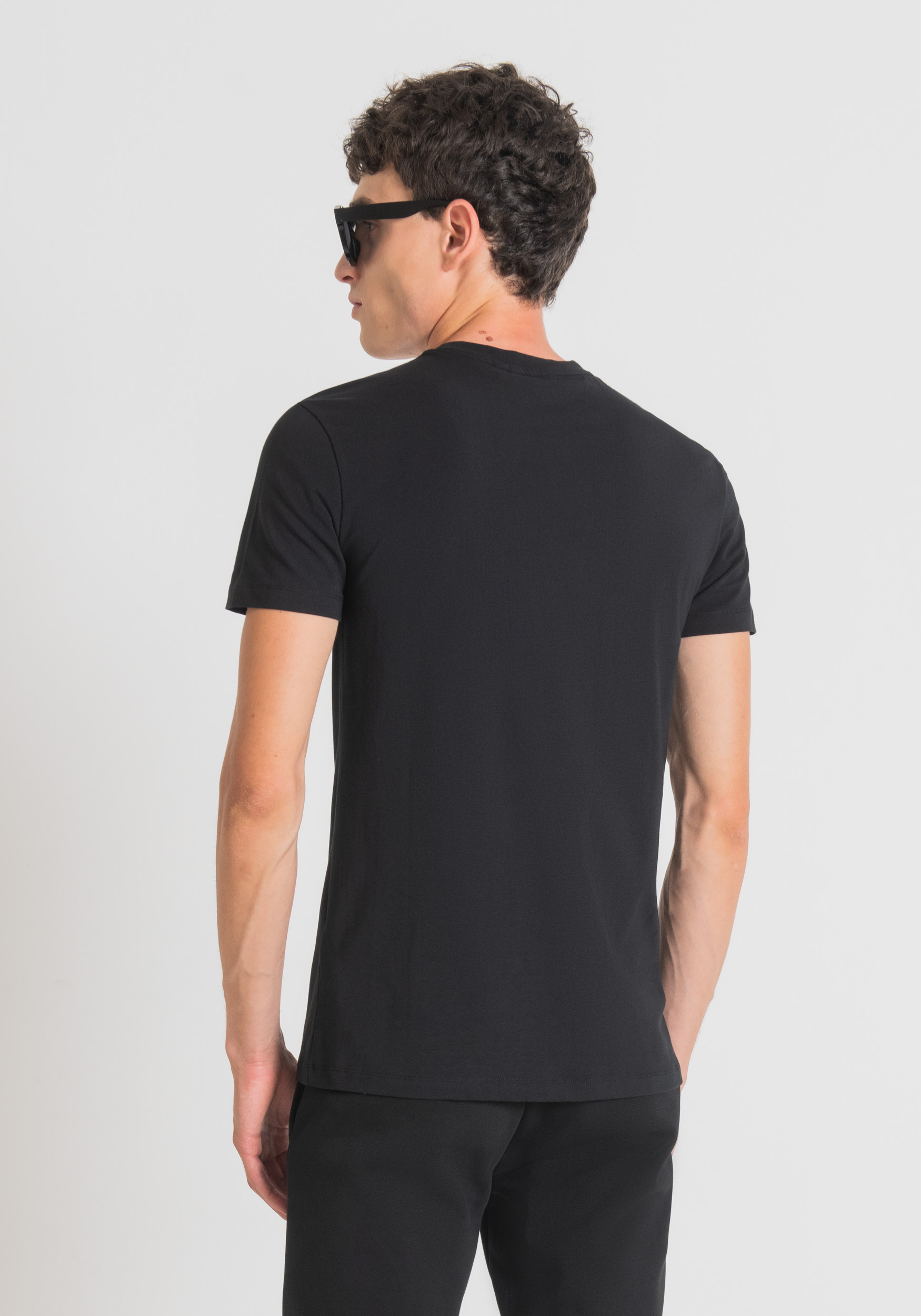 Antony Morato T-Shirt Super Slim Avec Plaque Logo Noir | Homme T-Shirts Et Polos