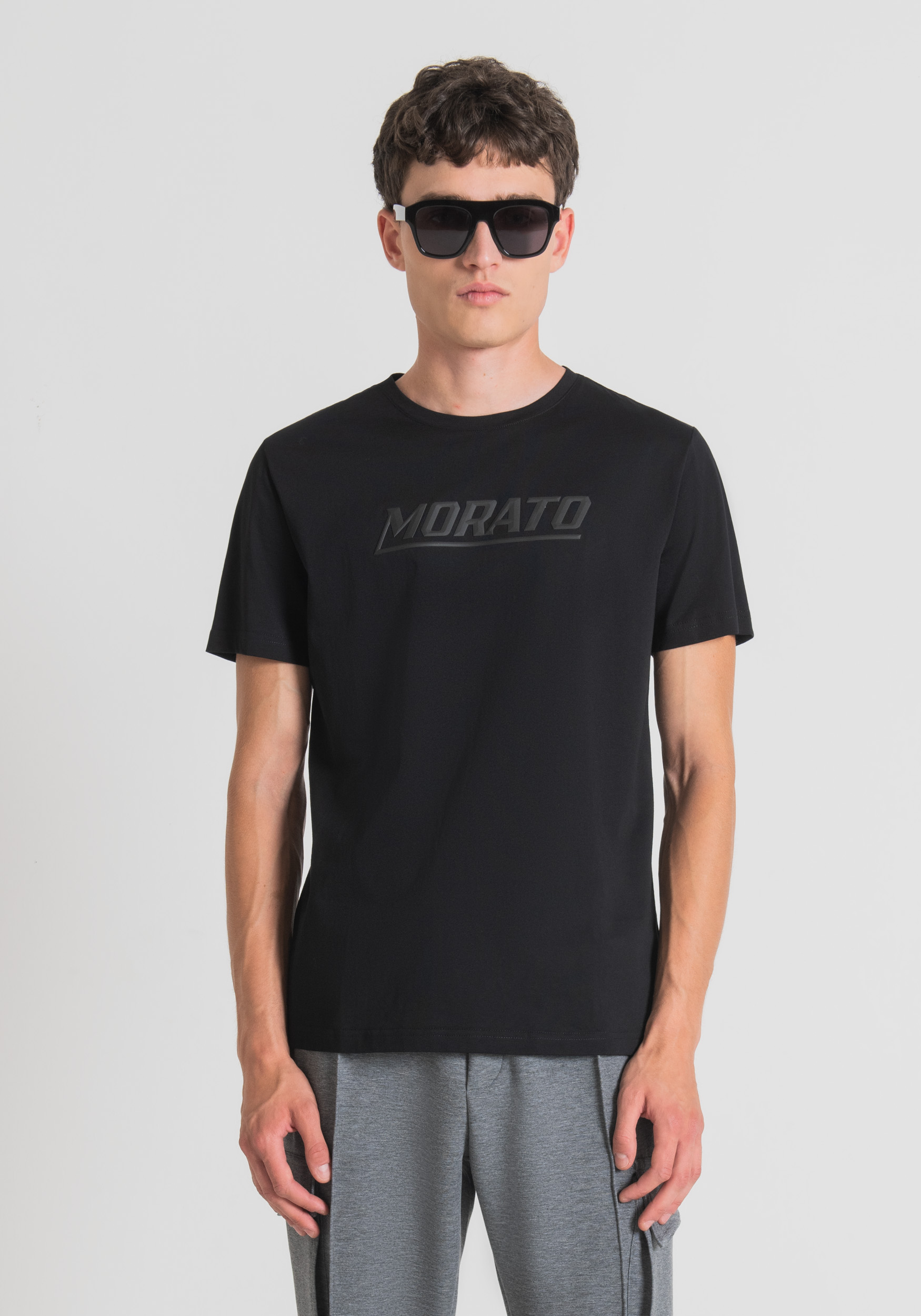 Antony Morato T-Shirt Slim Fit En Pur Coton Avec Imprime Morato Noir | Homme T-Shirts Et Polos