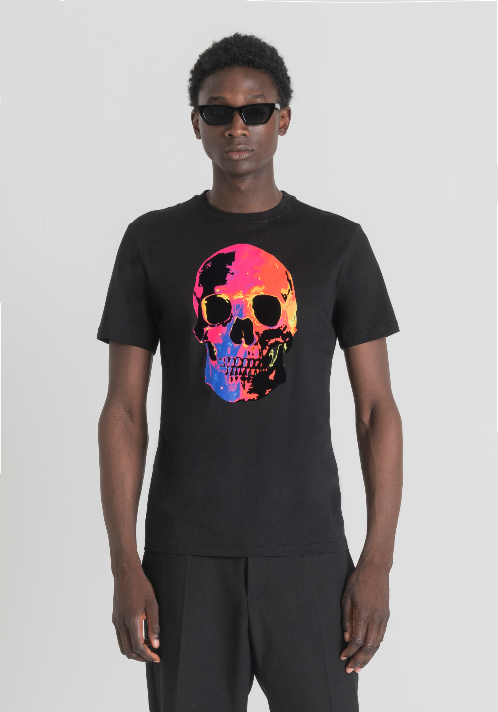 Antony Morato T-Shirt Slim Fit 100 % Coton Doux Avec Imprime Tete De Mort Noir | Homme T-Shirts Et Polos
