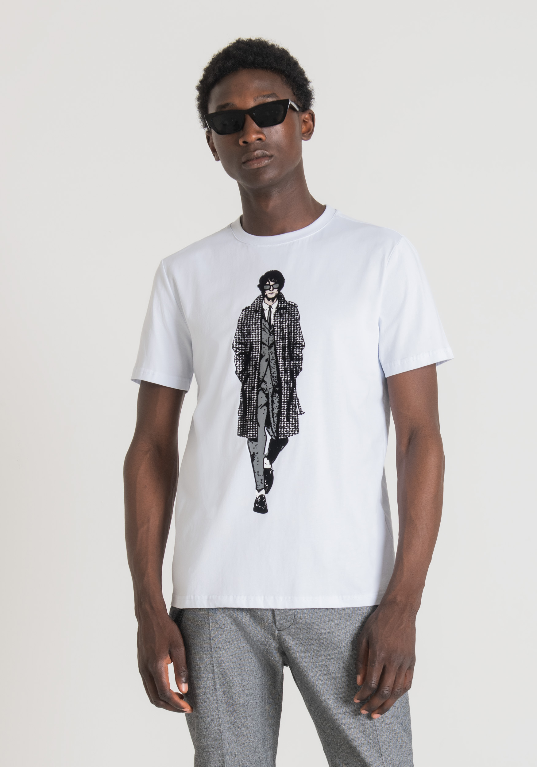 Antony Morato T-Shirt Slim Fit En Pur Coton Avec Impression Sur Le Devant Blanc | Homme T-Shirts Et Polos